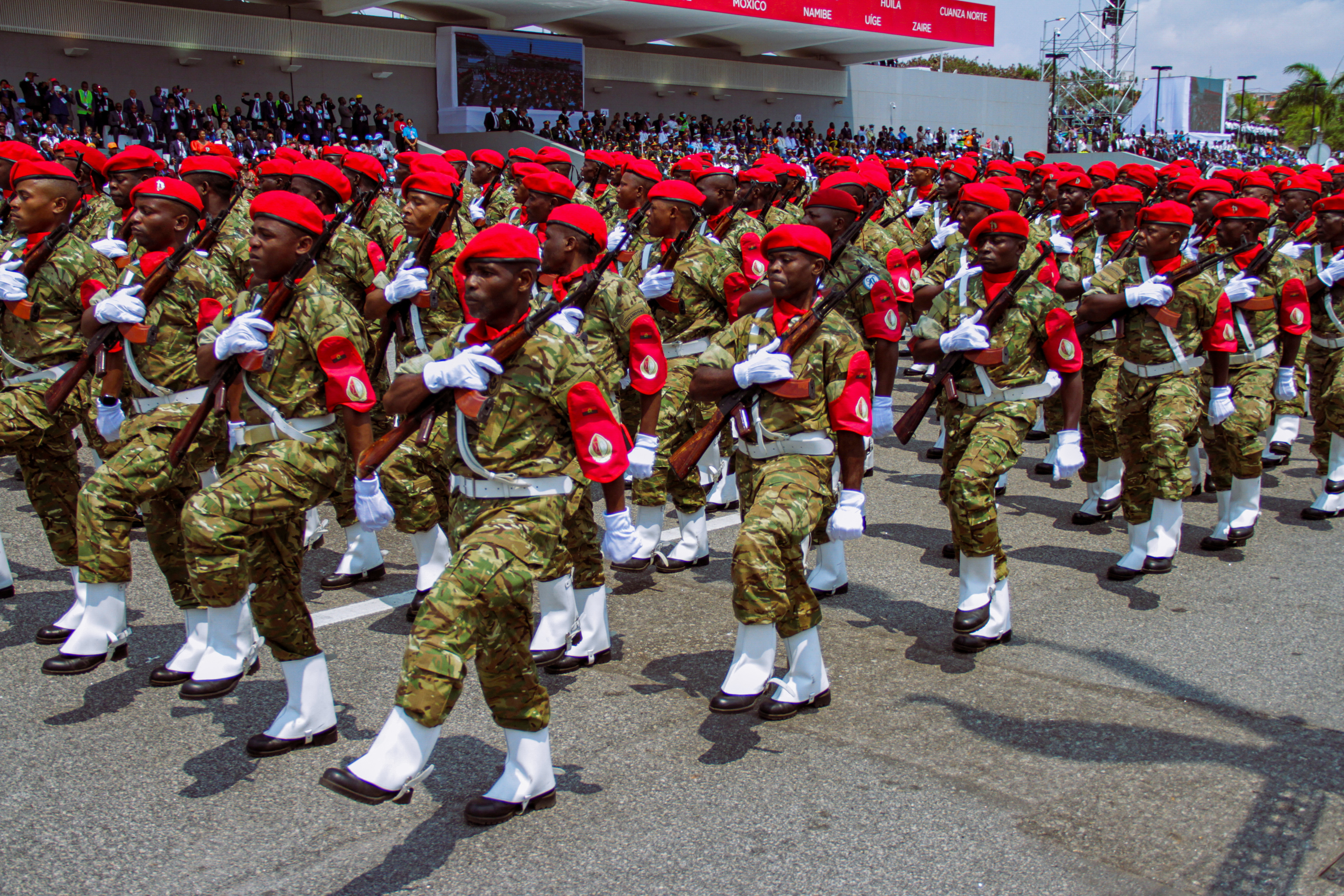 Military units take part in a parade as Angola's President Joao Lourenco is sworn in for a second five-year term