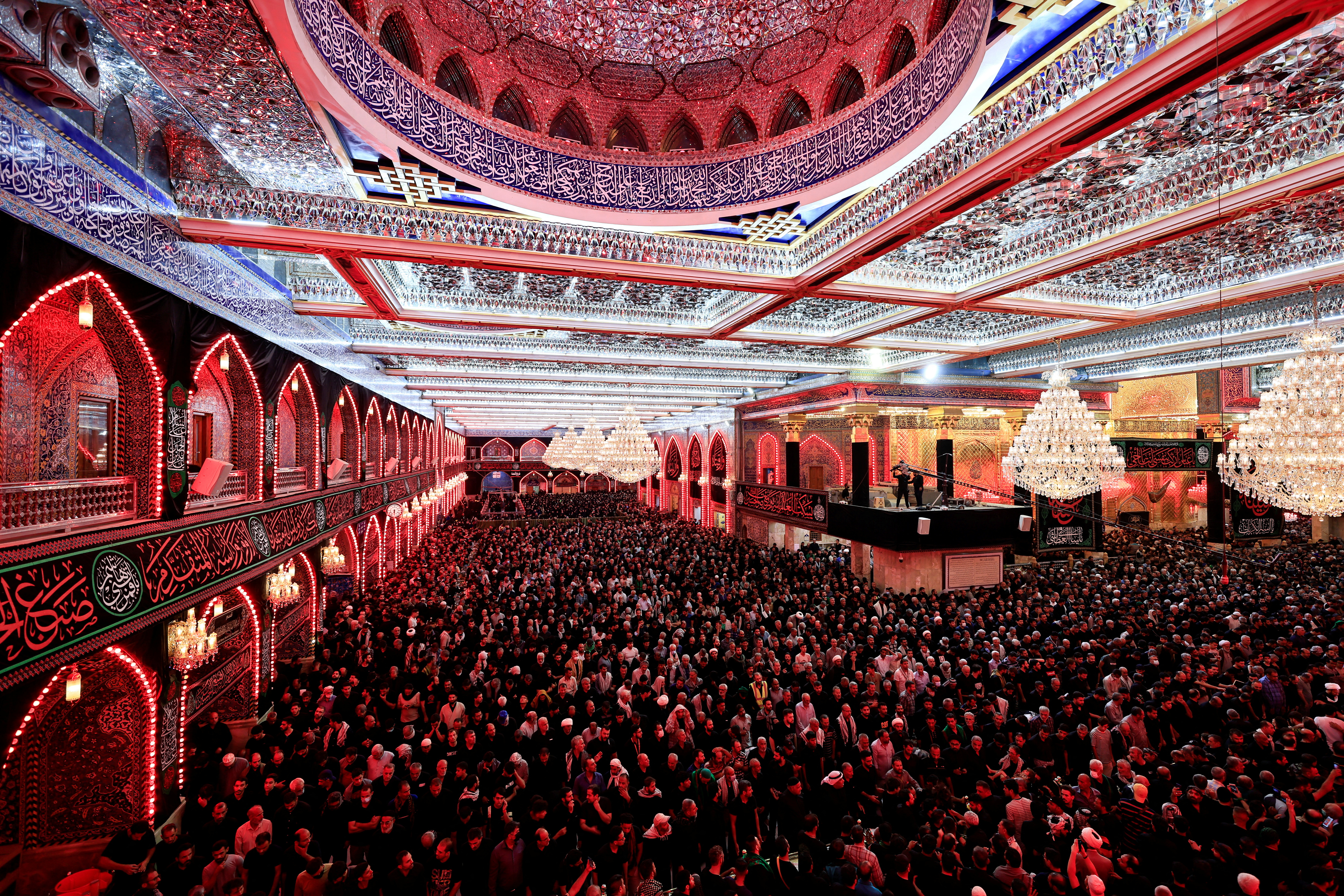 Shia pilgrims pray at the Imam al-Abbas shrine ahead of Arbaeen in the holy city of Kerbala.