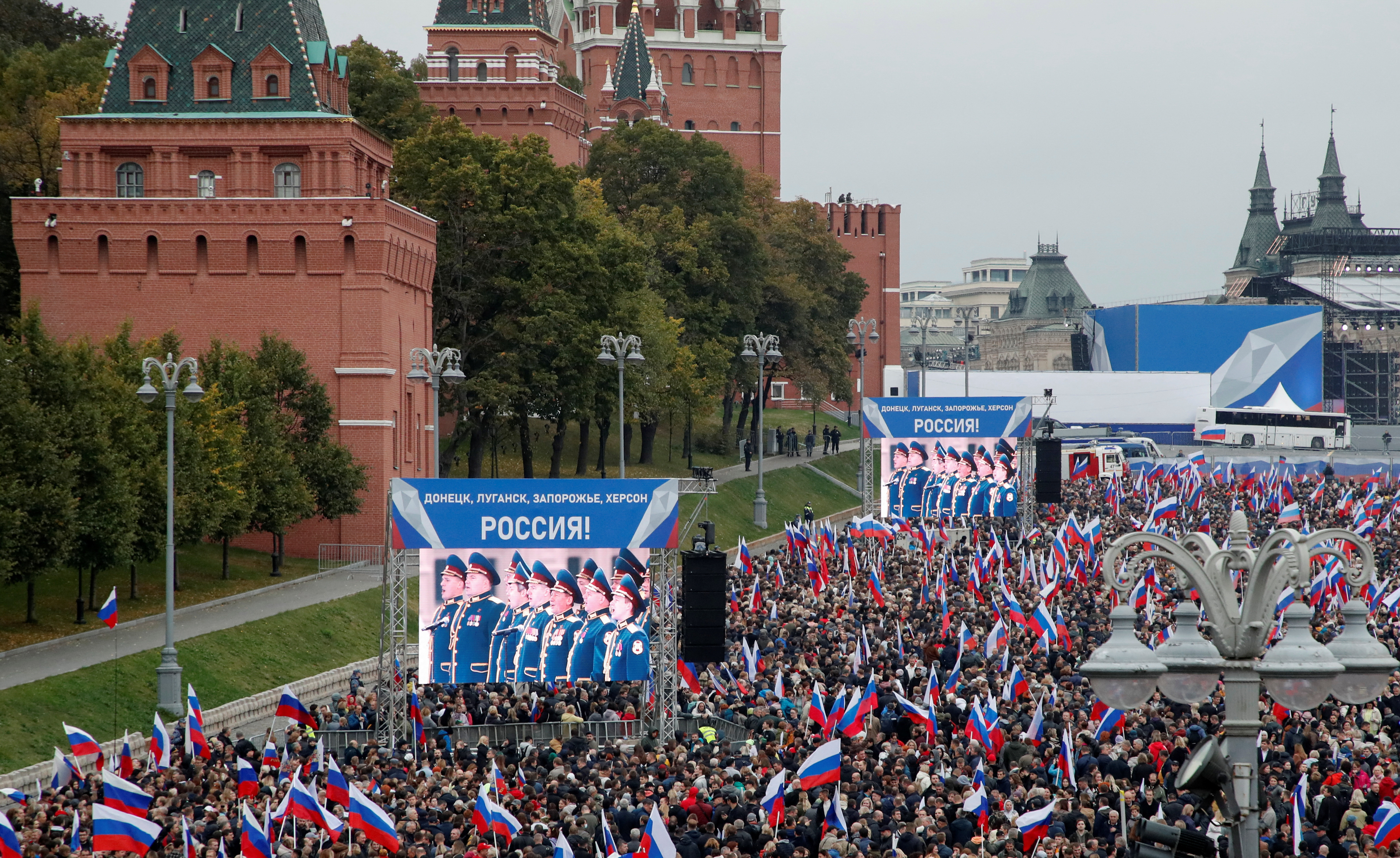 People attend a concert marking the declared annexation of the Russian-controlled territories of four Ukraine's Donetsk, Luhansk, Kherson and Zaporizhzhia regions.