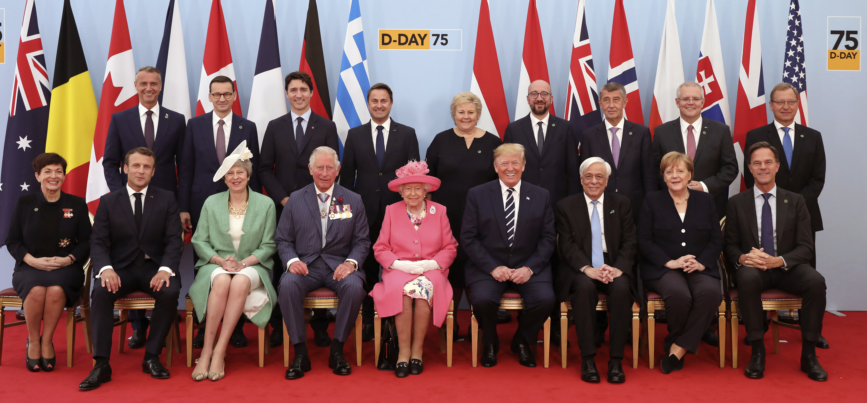 Queen Elizabeth the second and then-prince of Wales with Commonwealth leaders