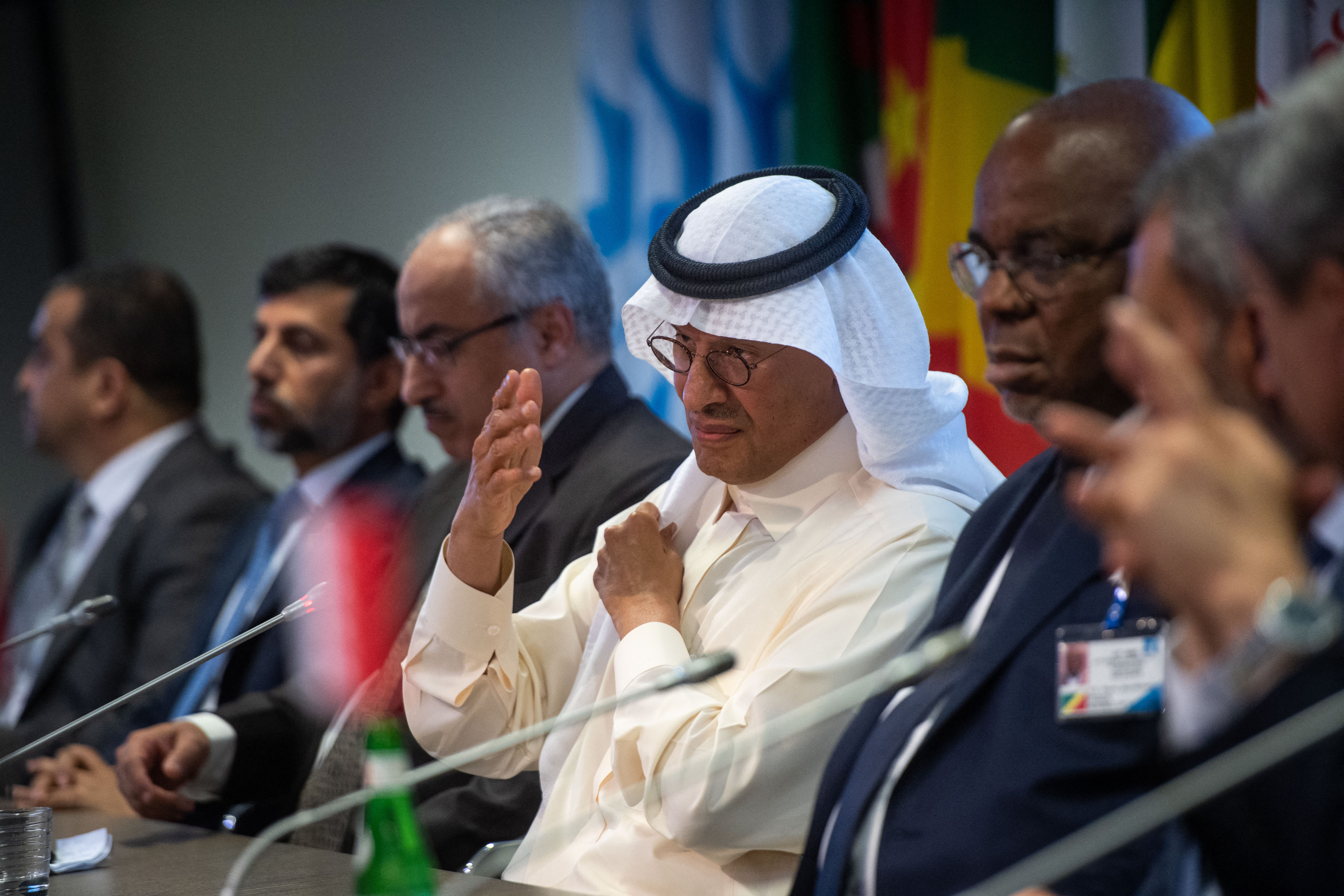 Saudi Arabia's Minister of Energy Abdulaziz bin Salman speaks during a press conference after the 45th Joint Ministerial Monitoring Committee and the 33rd OPEC and non-OPEC Ministerial Meeting in Vienna