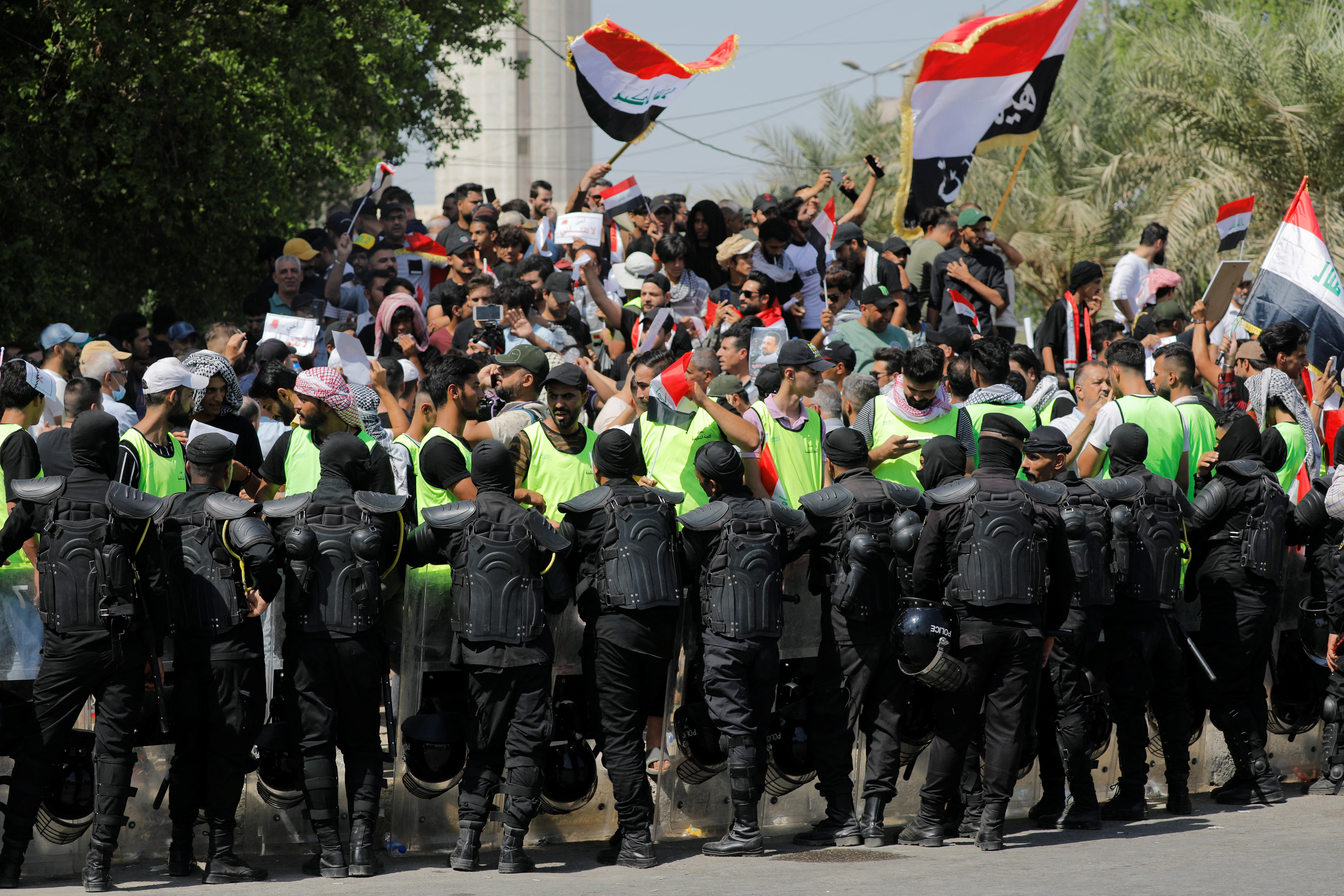 Iraqi protesters gather to mark the third anniversary of the anti-government protests in Baghdad, Iraq October 1, 2022. REUTERS/Khalid al-Mousily