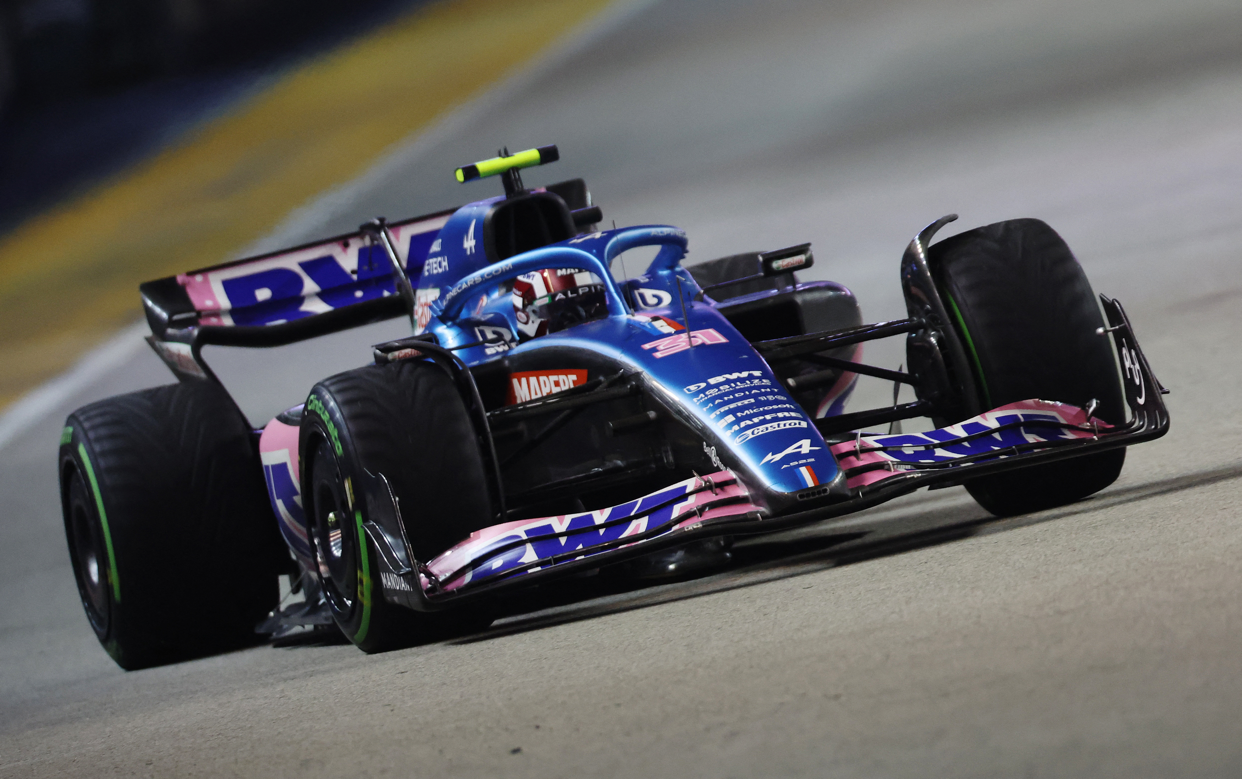 Formula One F1 - Singapore Grand Prix - Marina Bay Street Circuit, Singapore - October 1, 2022 Alpine's Esteban Ocon in action during qualifying.