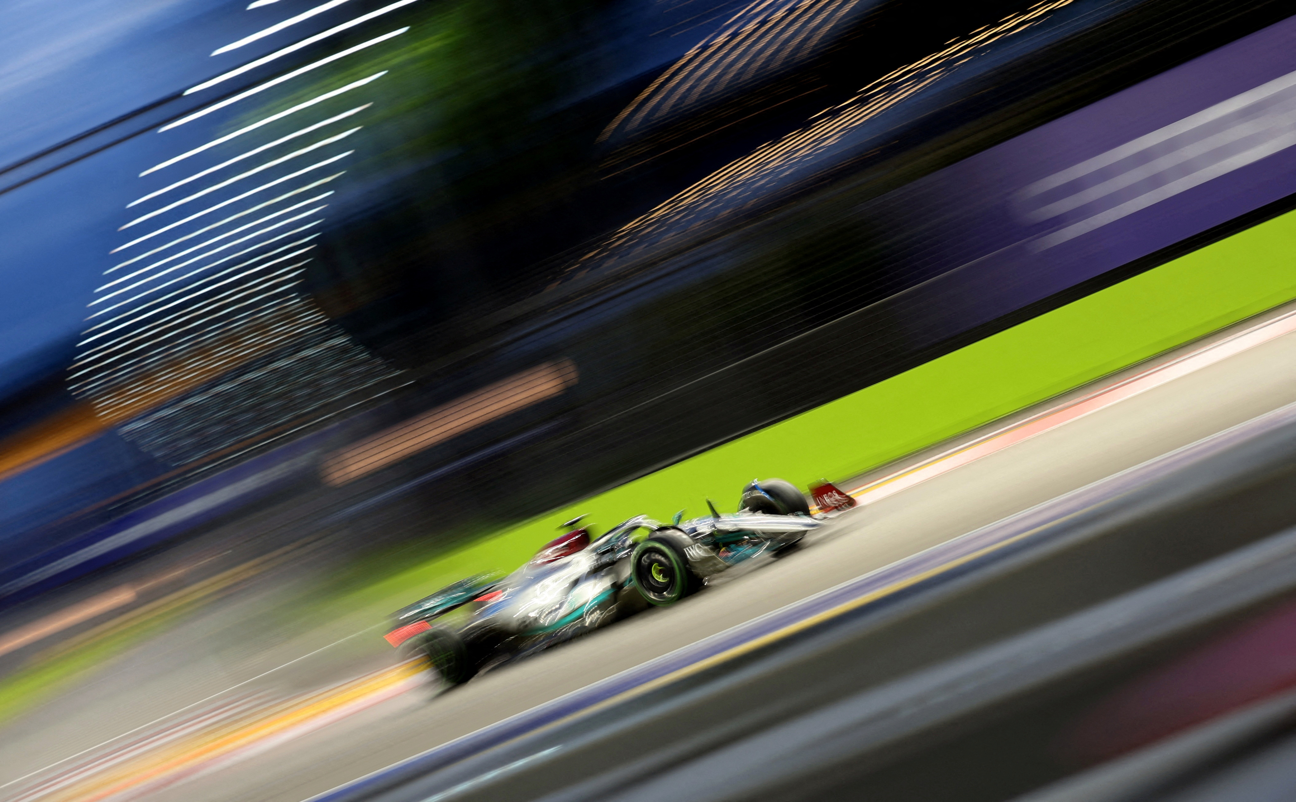 Formula One F1 - Singapore Grand Prix - Marina Bay Street Circuit, Singapore - October 1, 2022 Mercedes' George Russell in action during practice.