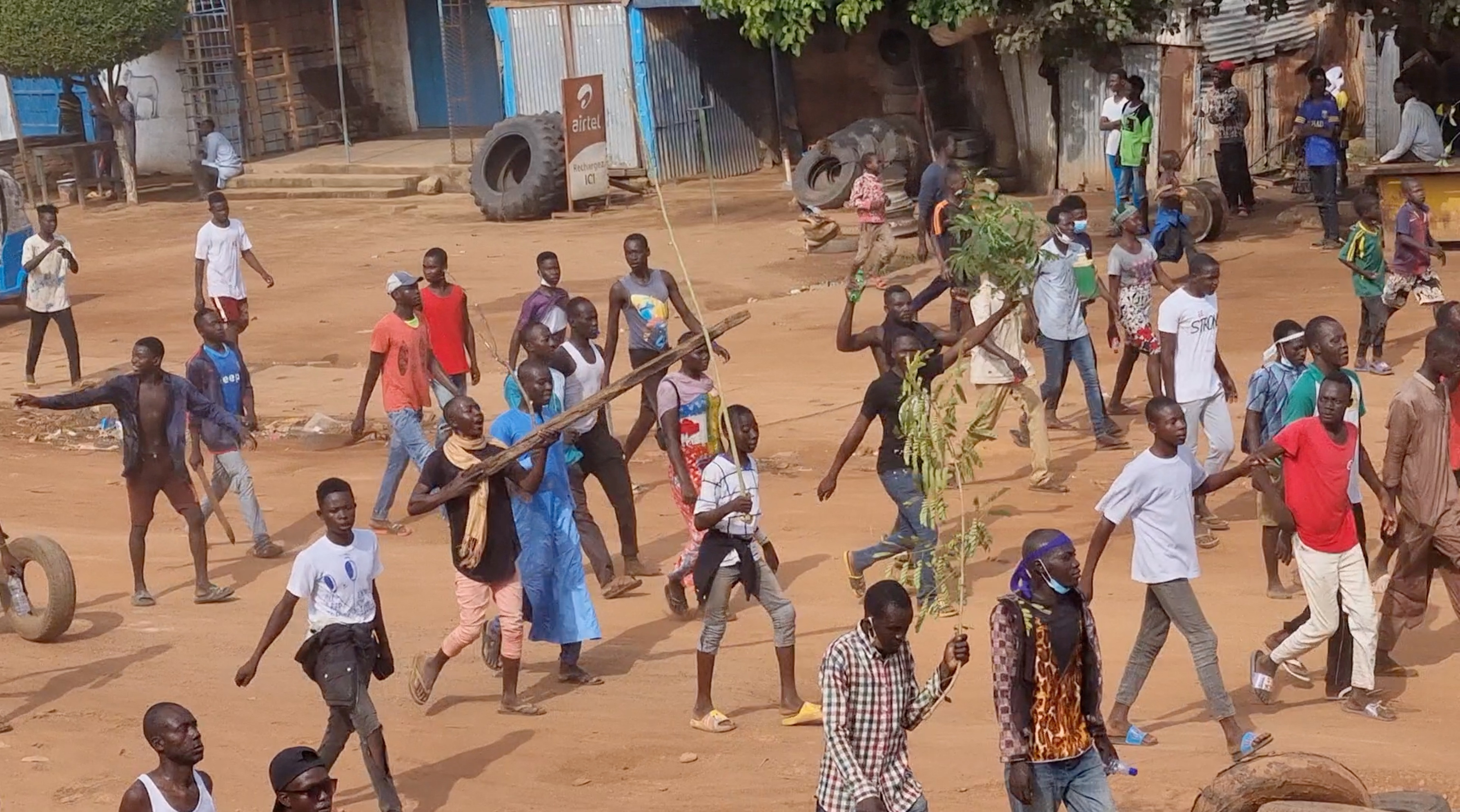 People walk as they protest in Moundou, Chad, October 20, 2022 in this picture obtained from social media. Hyacinthe Ndolenodji/