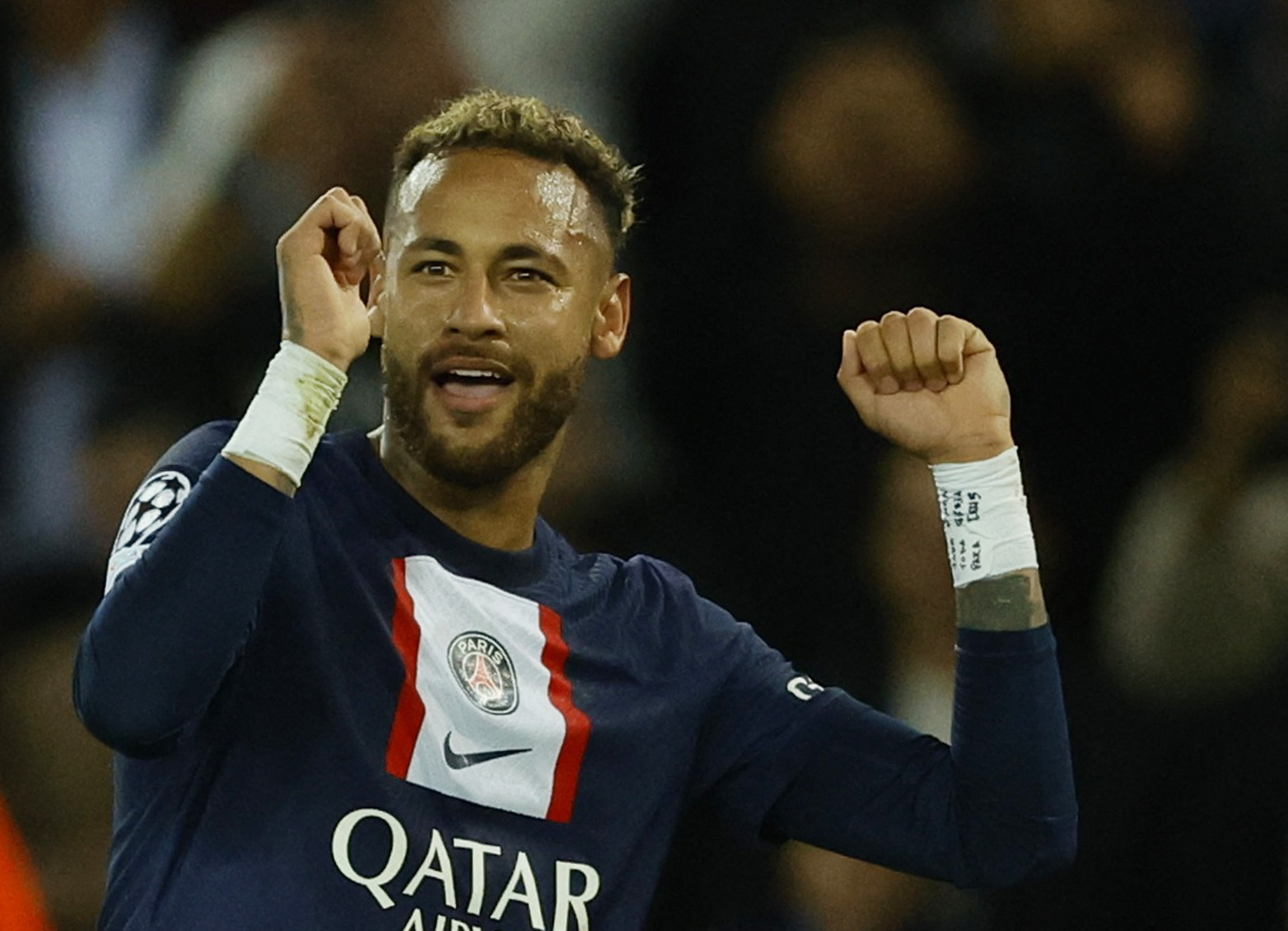 Neymar celebrates scoring a goal
