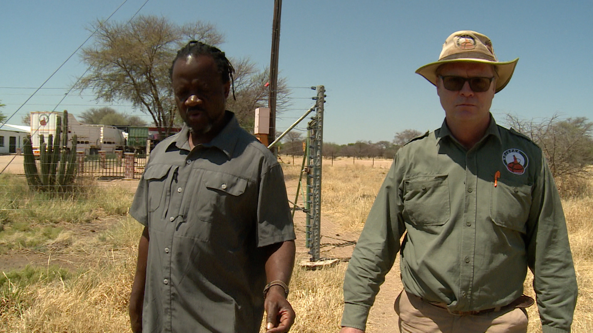 Two men in a field in Namibia