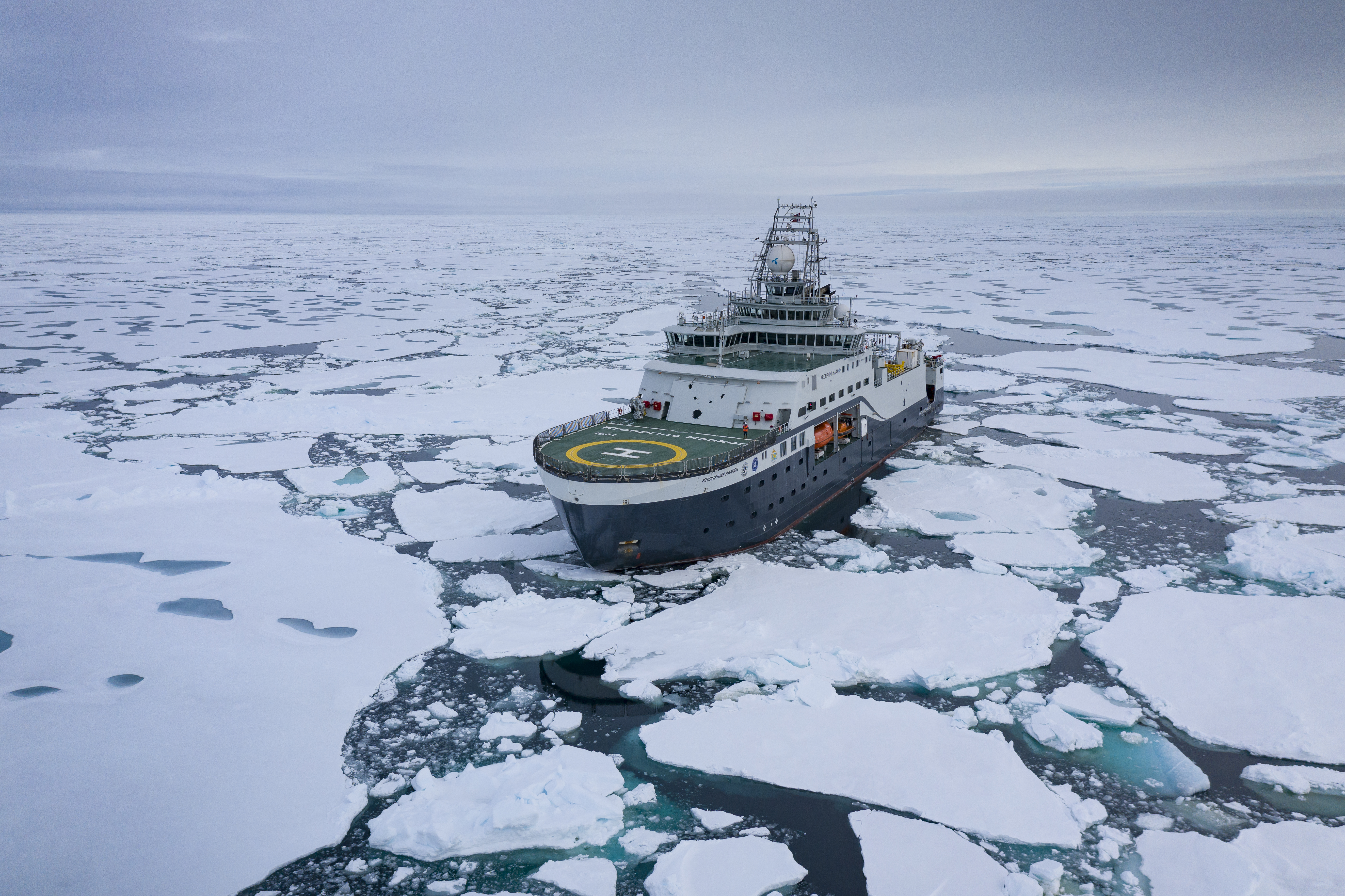 The Kronprins Haakon, Norway's only icebreaking research vessel, on the Barents Sea.