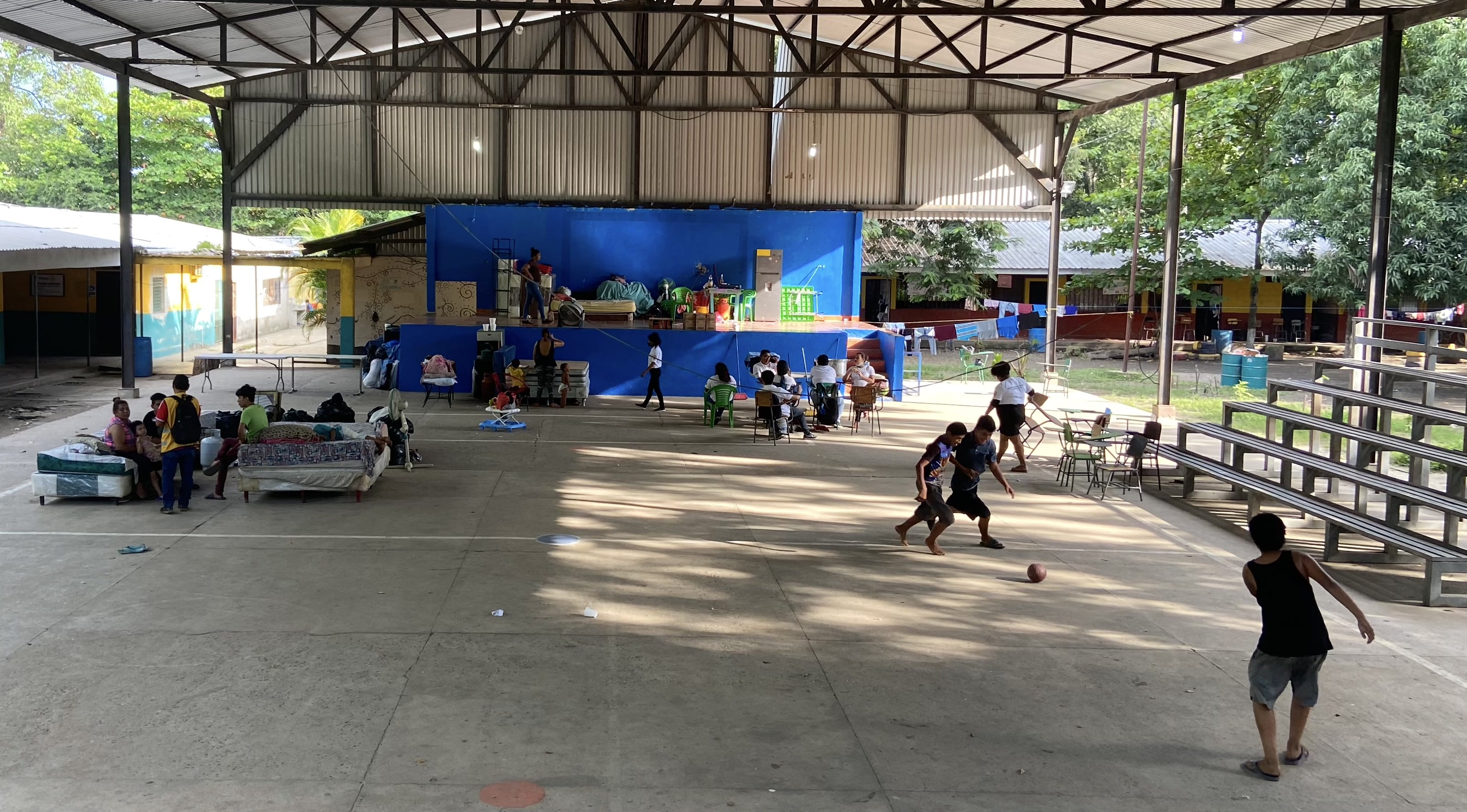 A shelter of displaced Hondurans