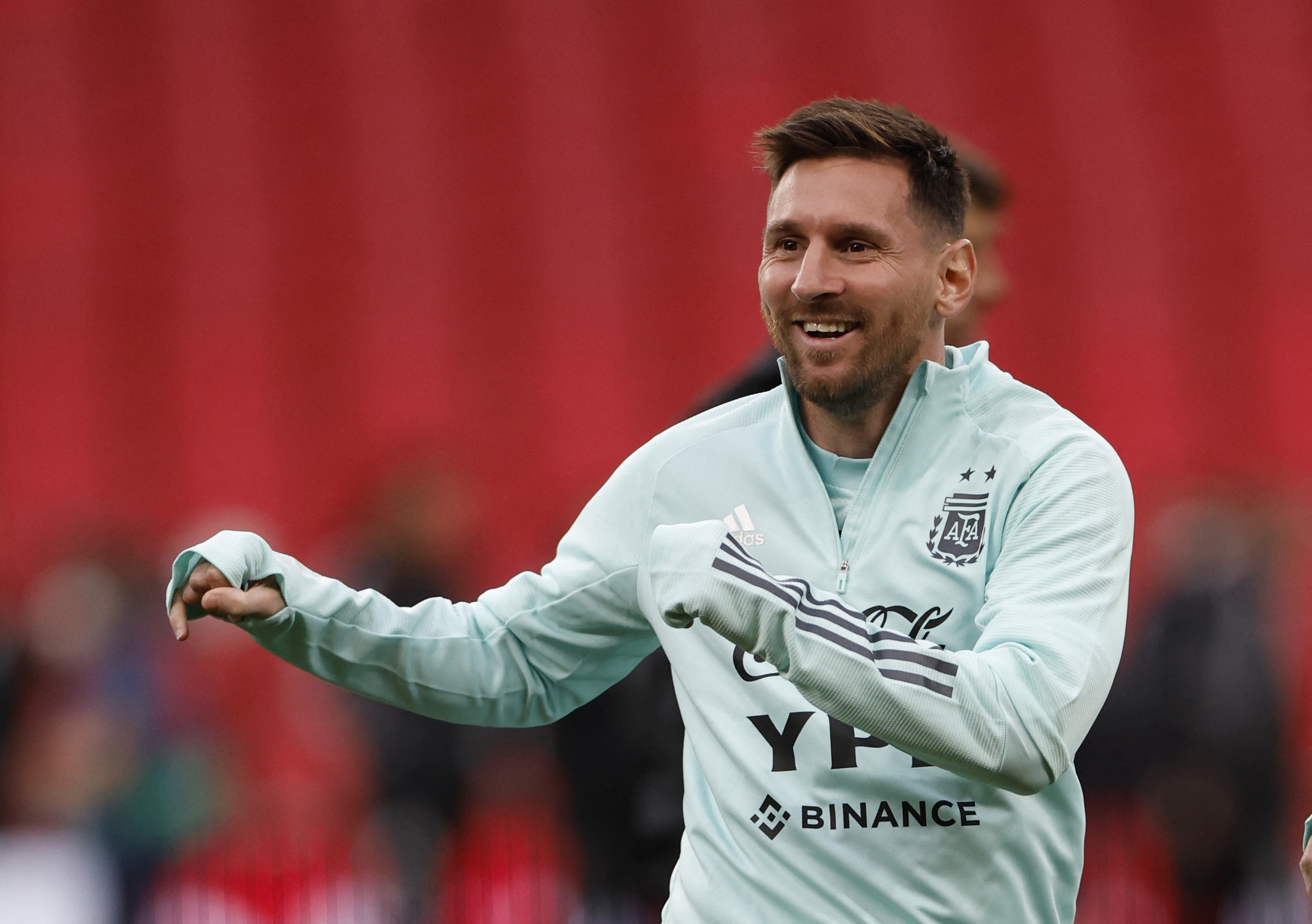 Argentina's Lionel Messi during training.