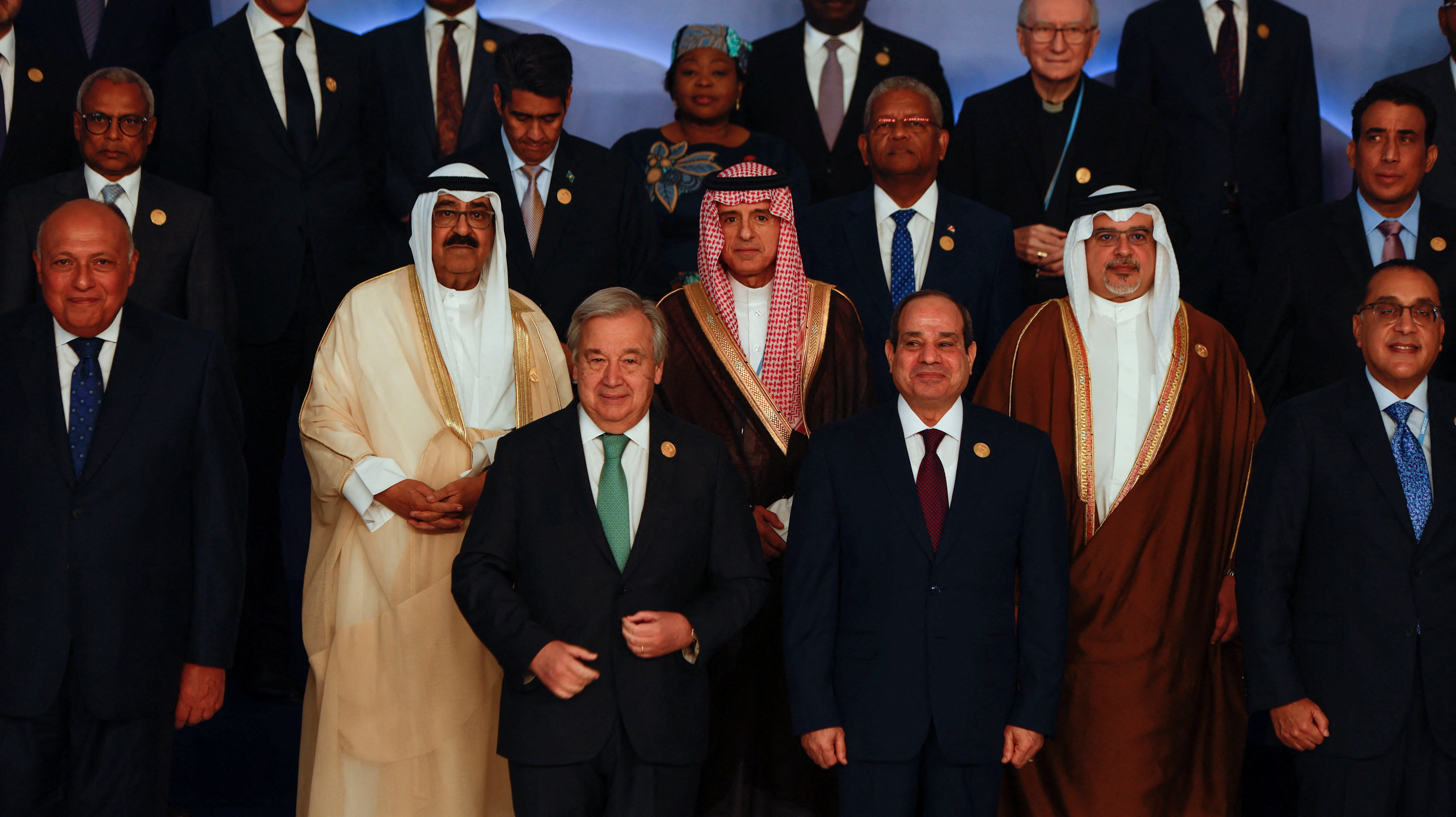 UN Secretary-General Antonio Guterres (first row, left) is pictured with world leaders at the COP27 climate summit in Sharm el-Sheikh, Egypt