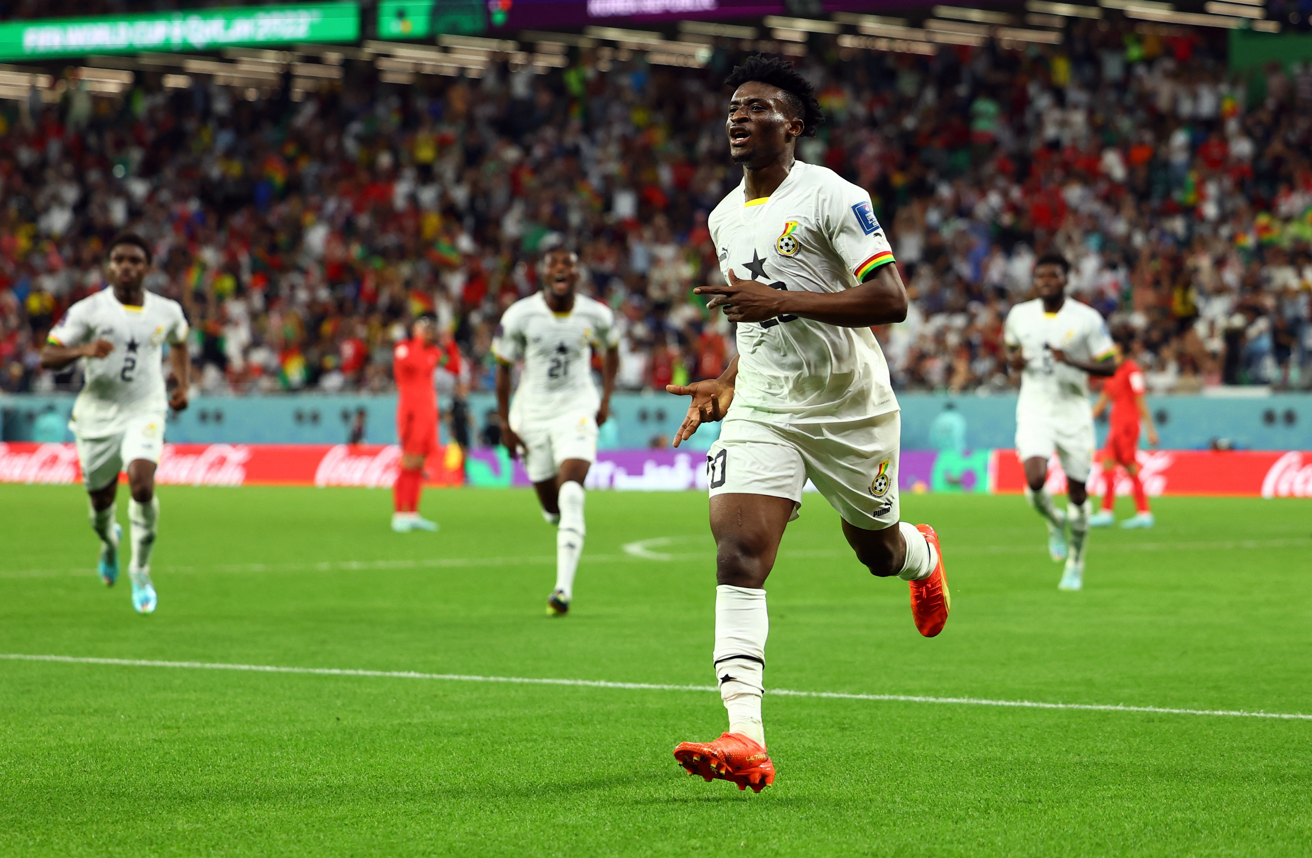 Ghana's Mohammed Kudus celebrates scoring their third goal