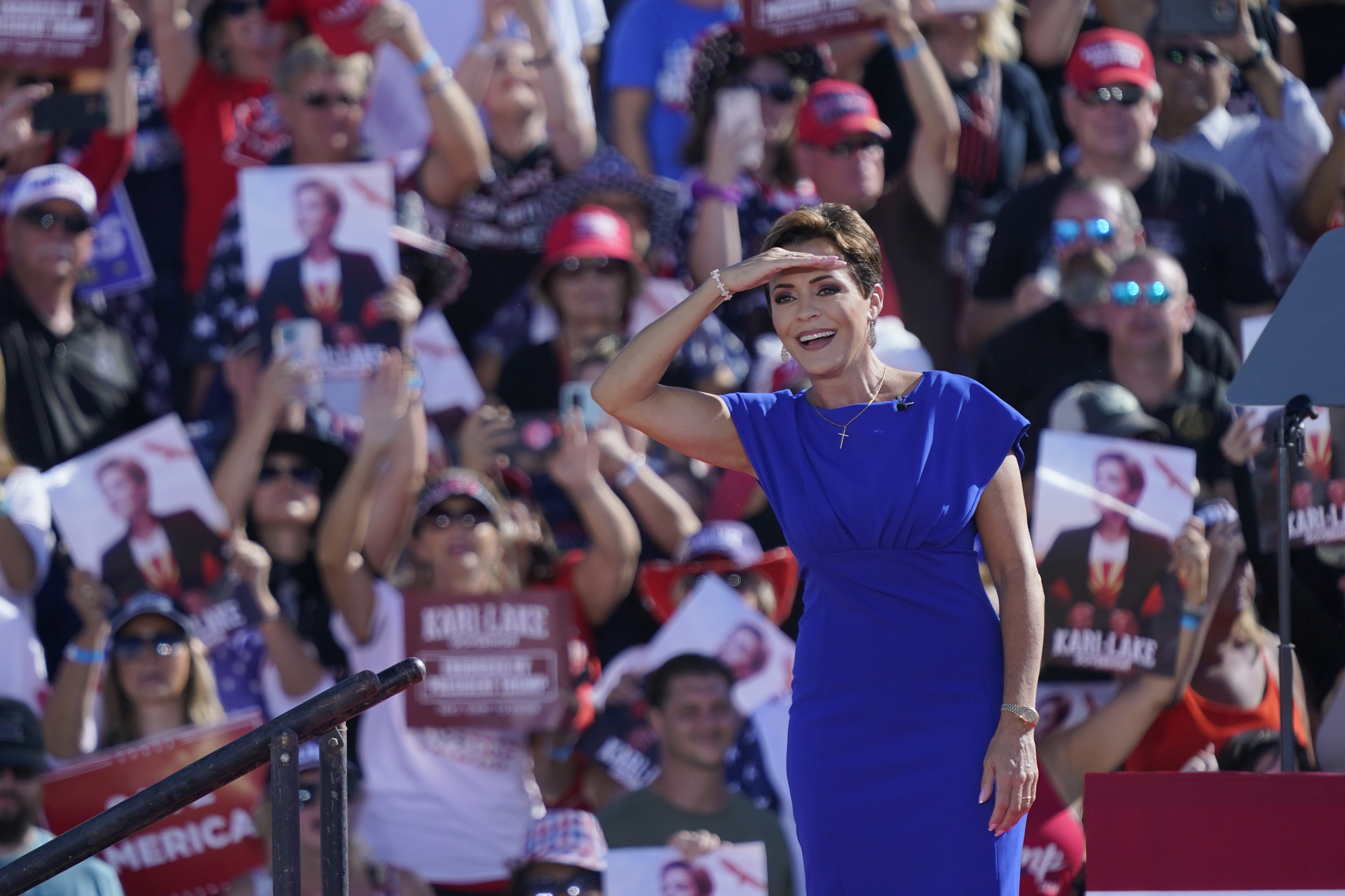 Arizona Republican gubernatorial candidate Kari Lake speaks at Donald Trump's rally