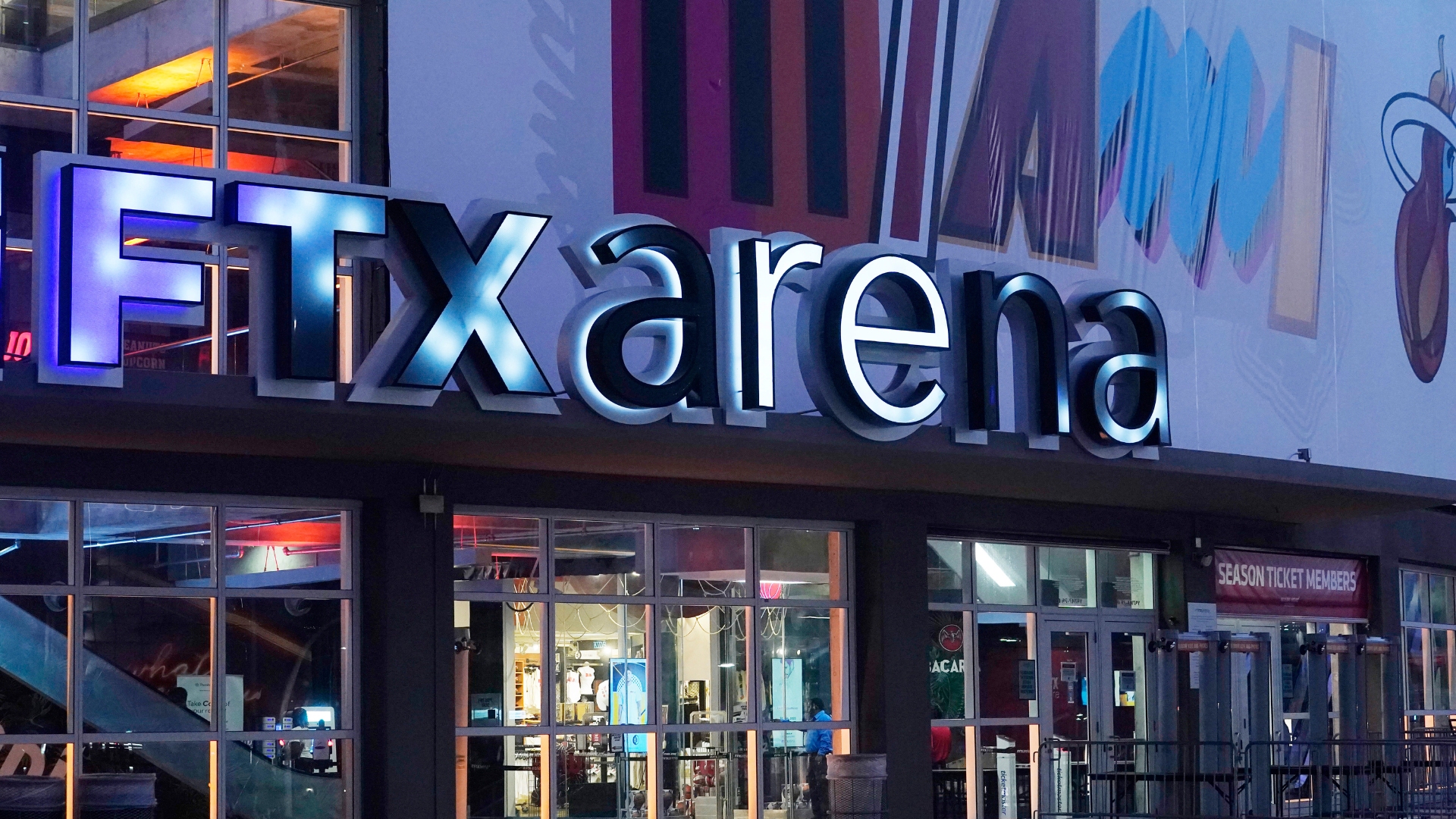 Signage for the FTX Arena in Miami