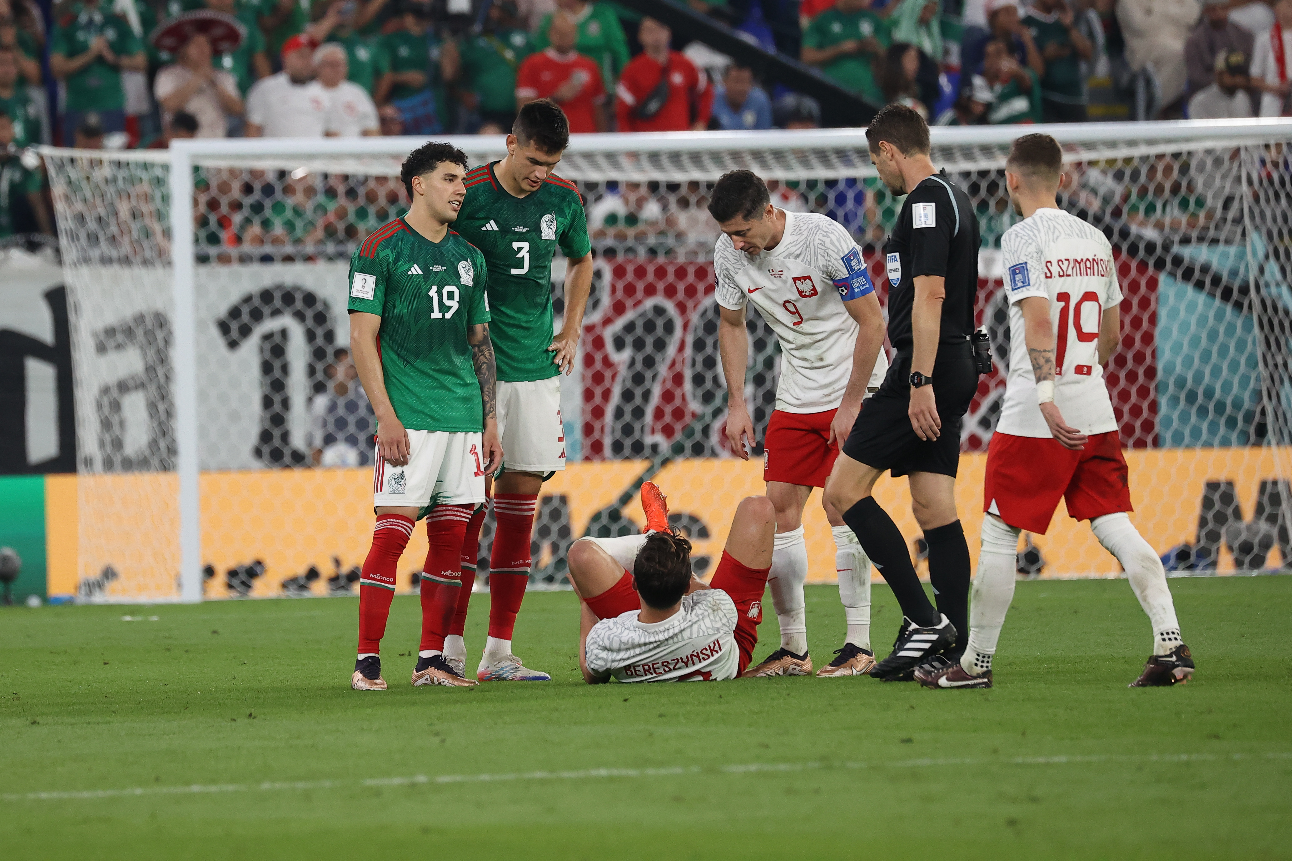 The referee has conducted his inquiry and has awarded a penalty to Poland for the previous infraction.