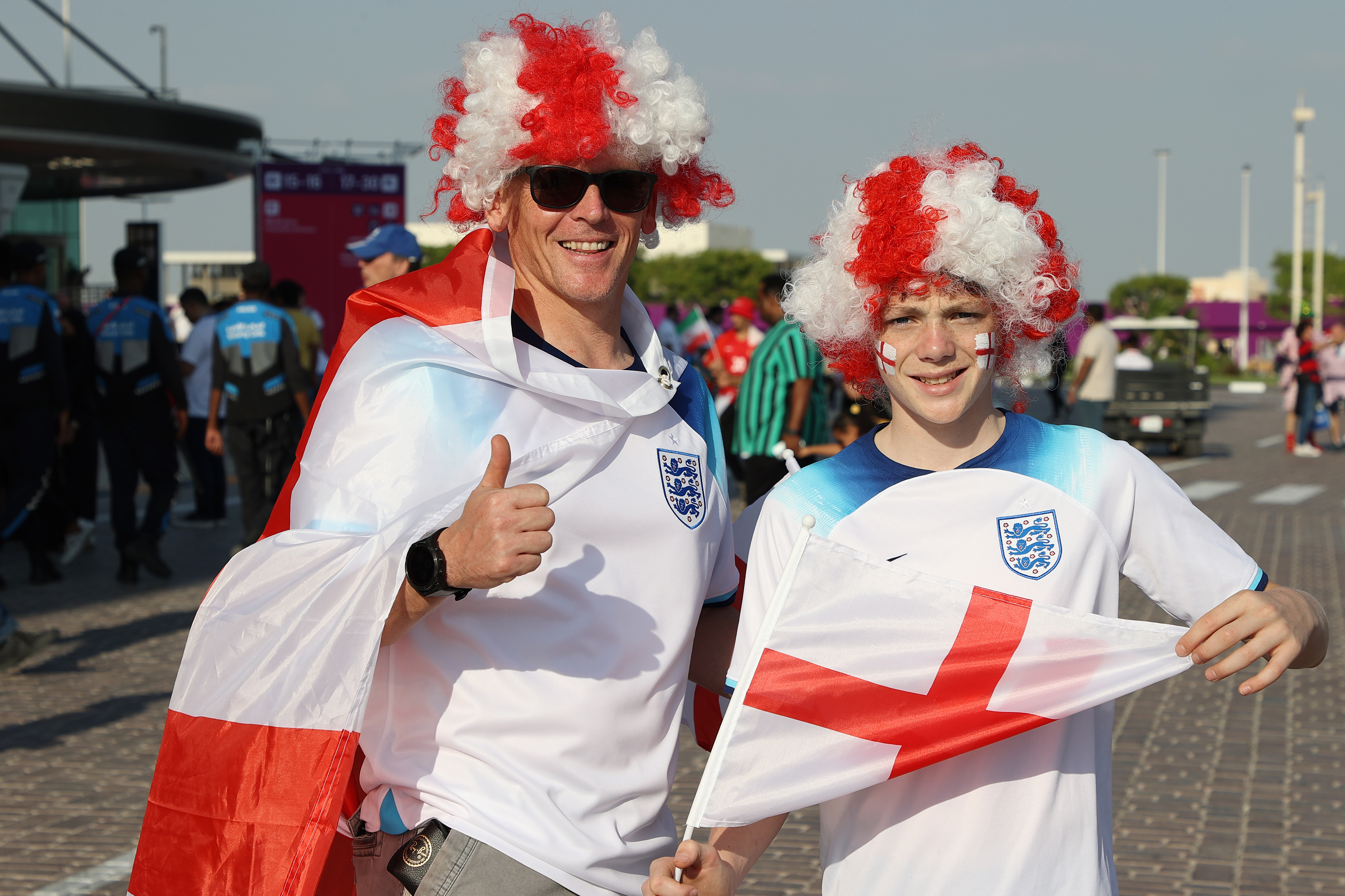 Fans arrive at Khalifa International Stadium ahead of England v Iran, Group B, FIFA World Cup 2022. November 21, Doha, Qatar