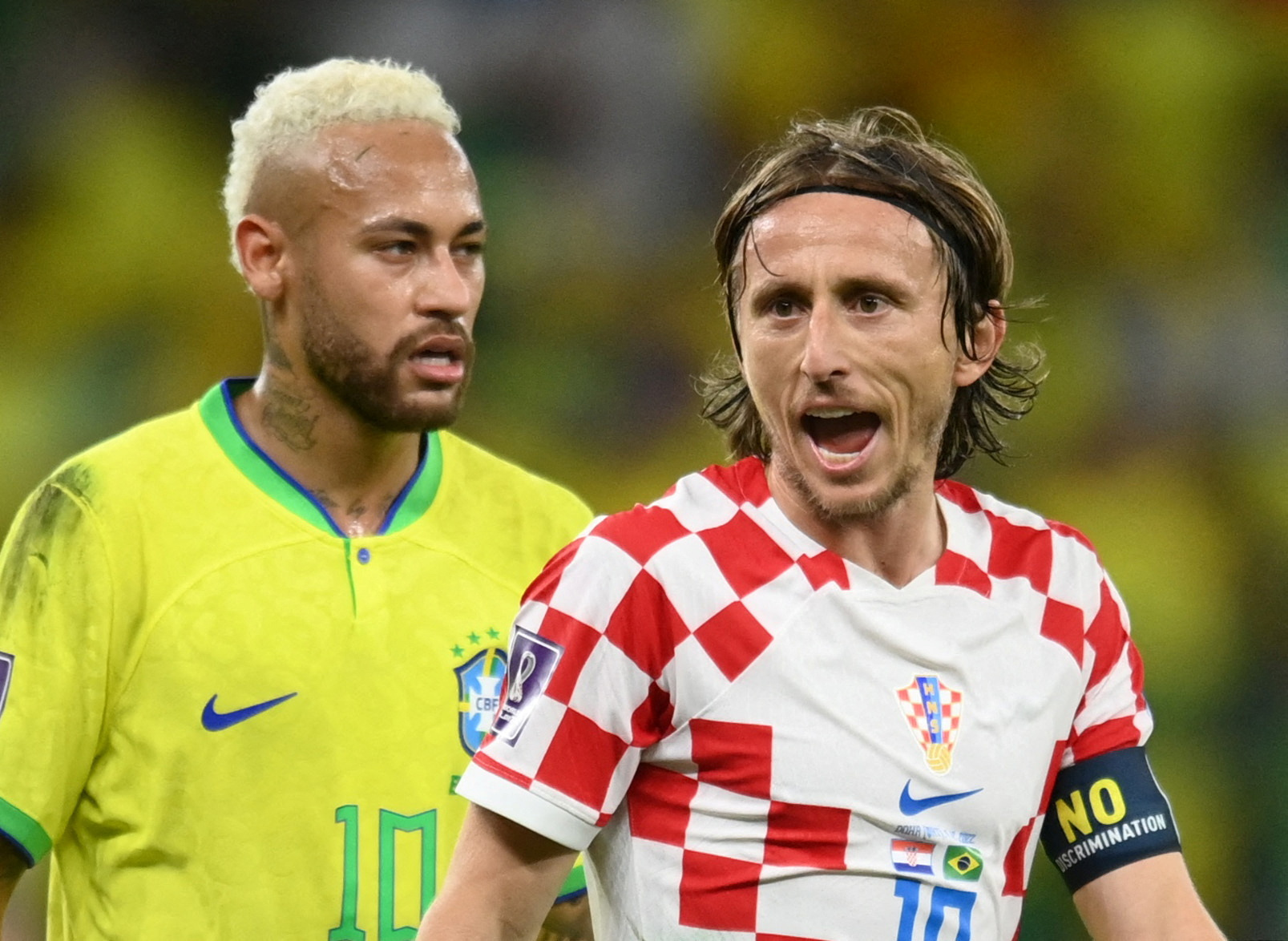 Soccer Football - FIFA World Cup Qatar 2022 - Quarter Final - Croatia v Brazil - Education City Stadium, Doha, Qatar - December 9, 2022 Croatia's Luka Modric and Brazil's Neymar REUTERS/Annegret Hilse TPX IMAGES OF THE DAY