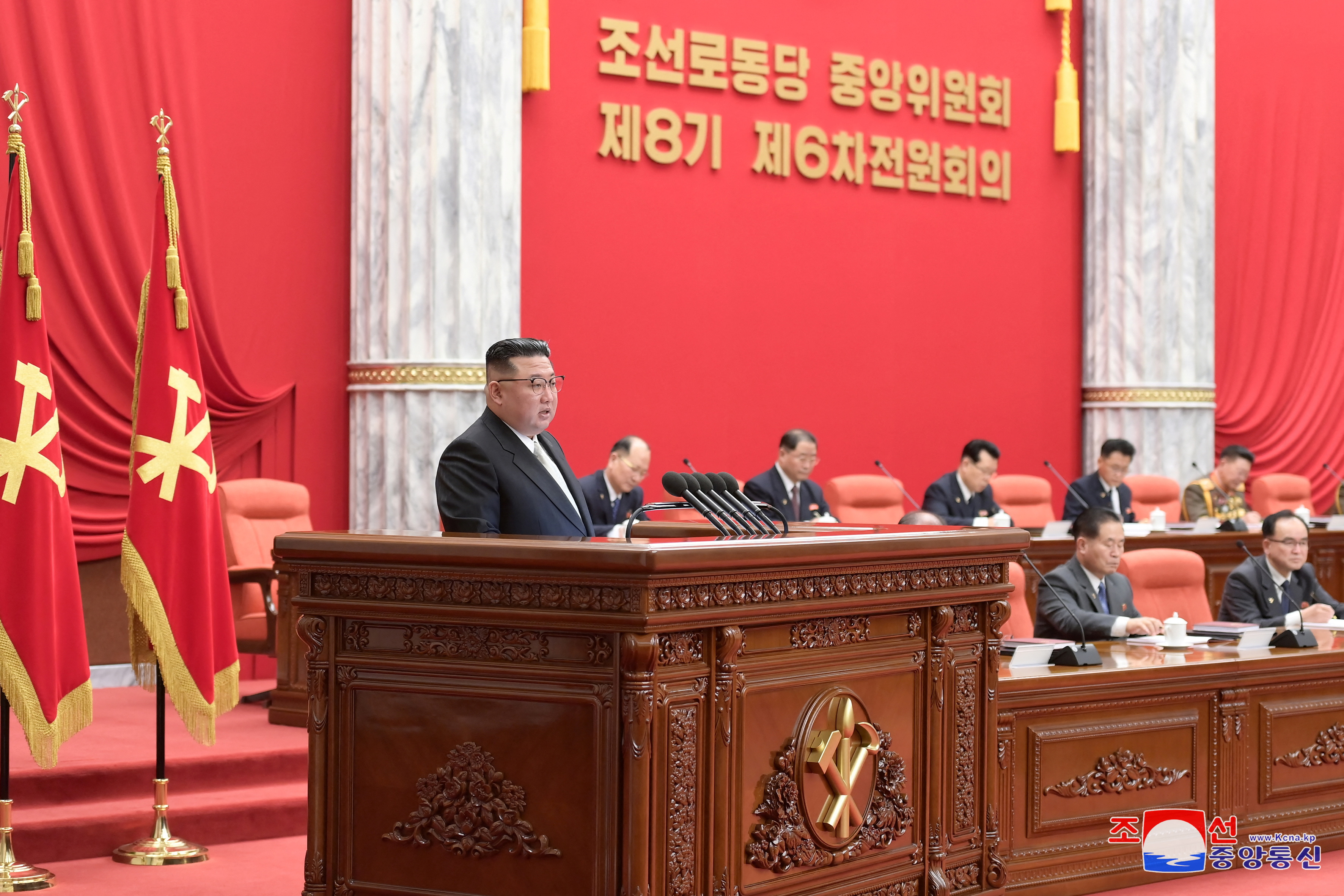 North Korean leader Kim Jong Un attends a meeting of the Central Committee of the Workers' Party in Pyongyang, North Korea.