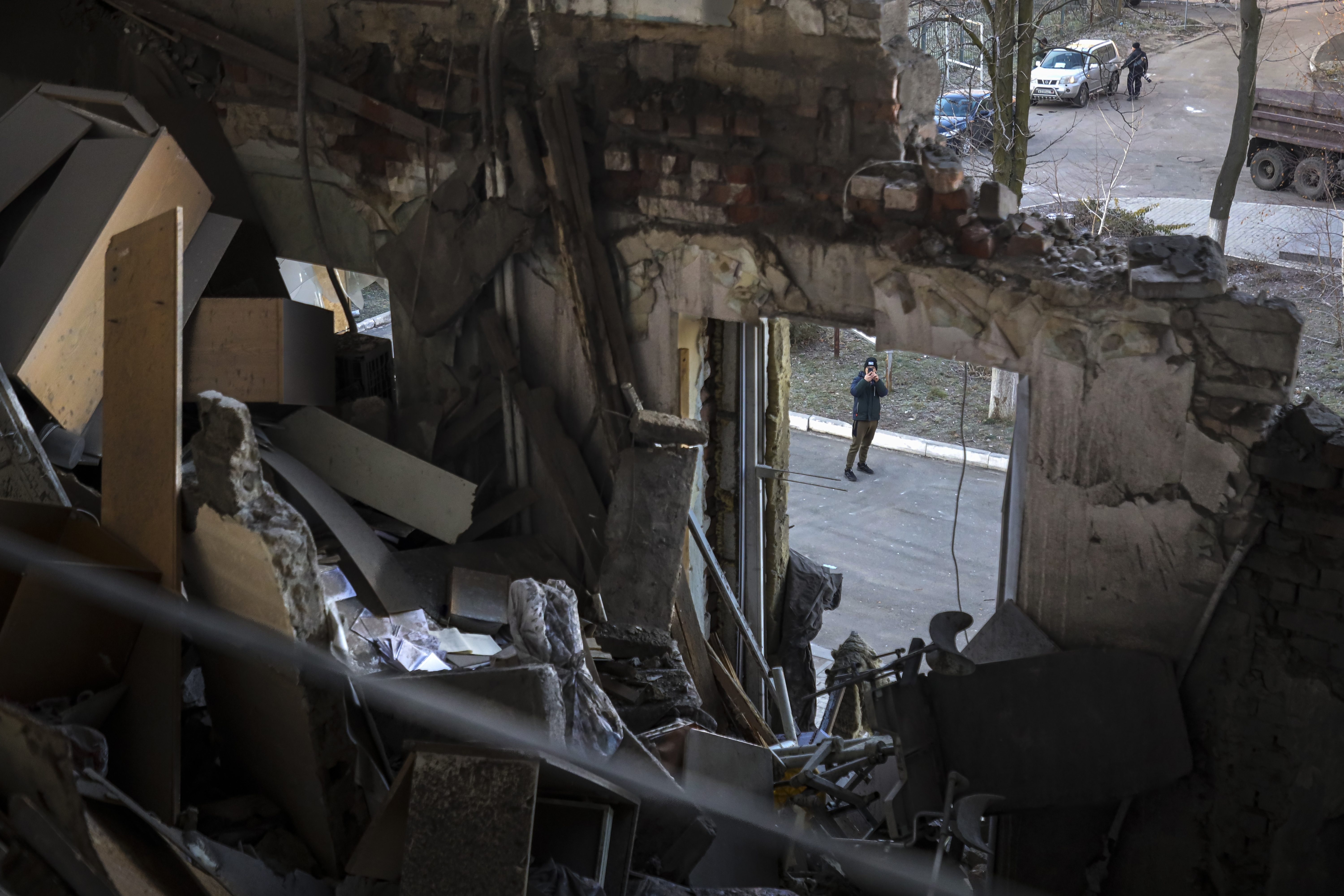 A damaged part of the hospital of Donetsk