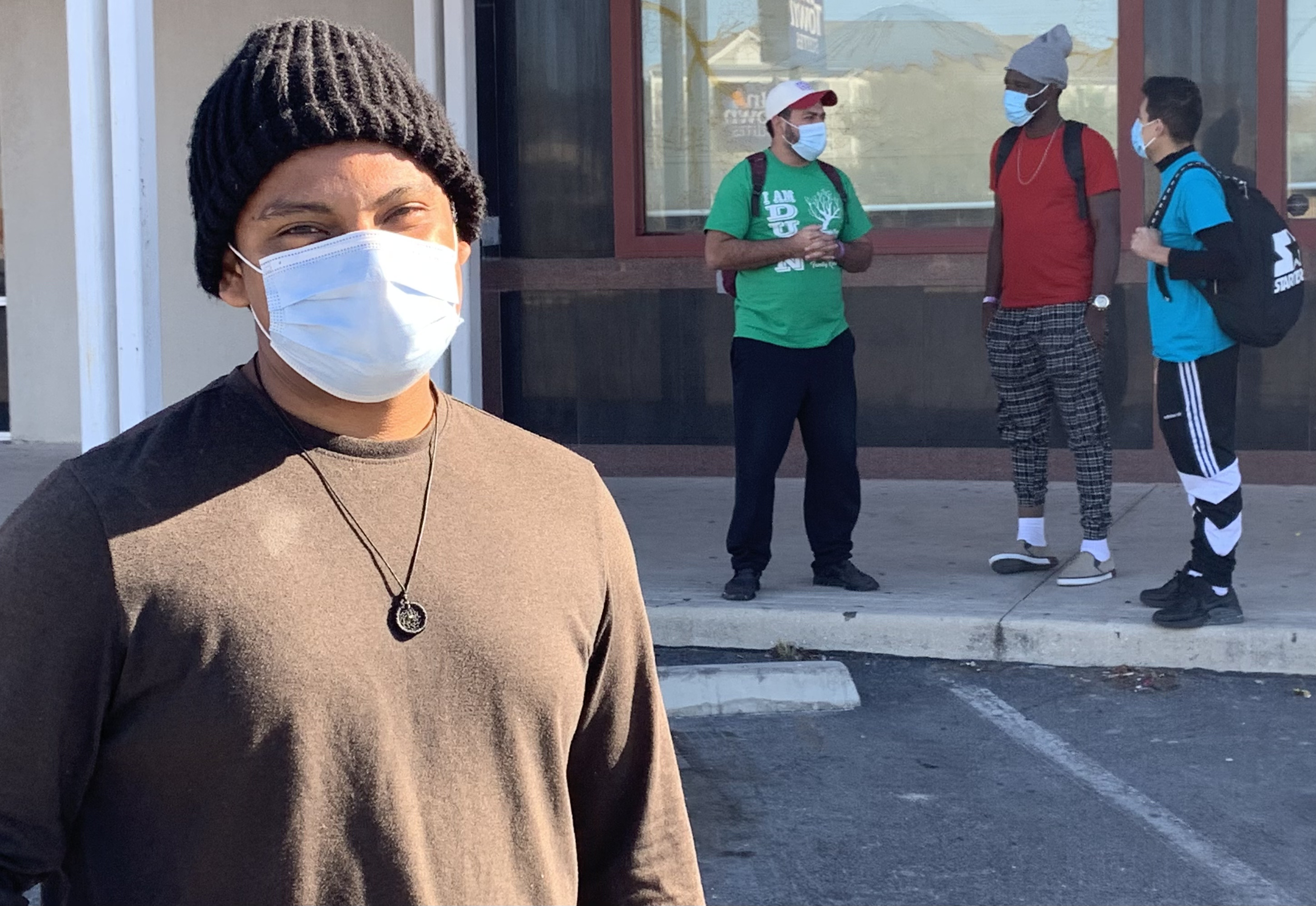 Salvador Diaz, 26, outside a migrant resource centre in San Antonio, Texas, US