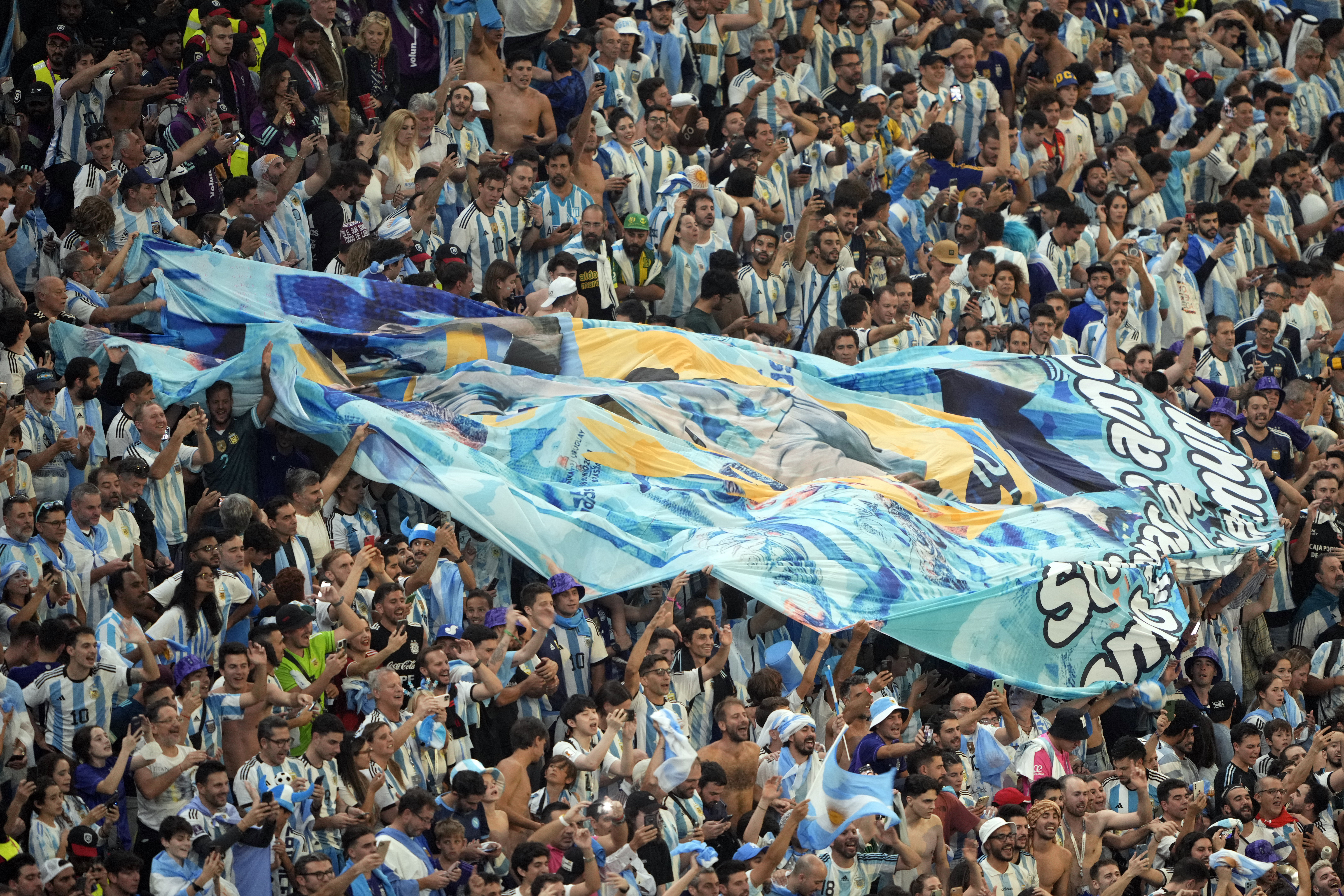 Argentina fans in the stands.