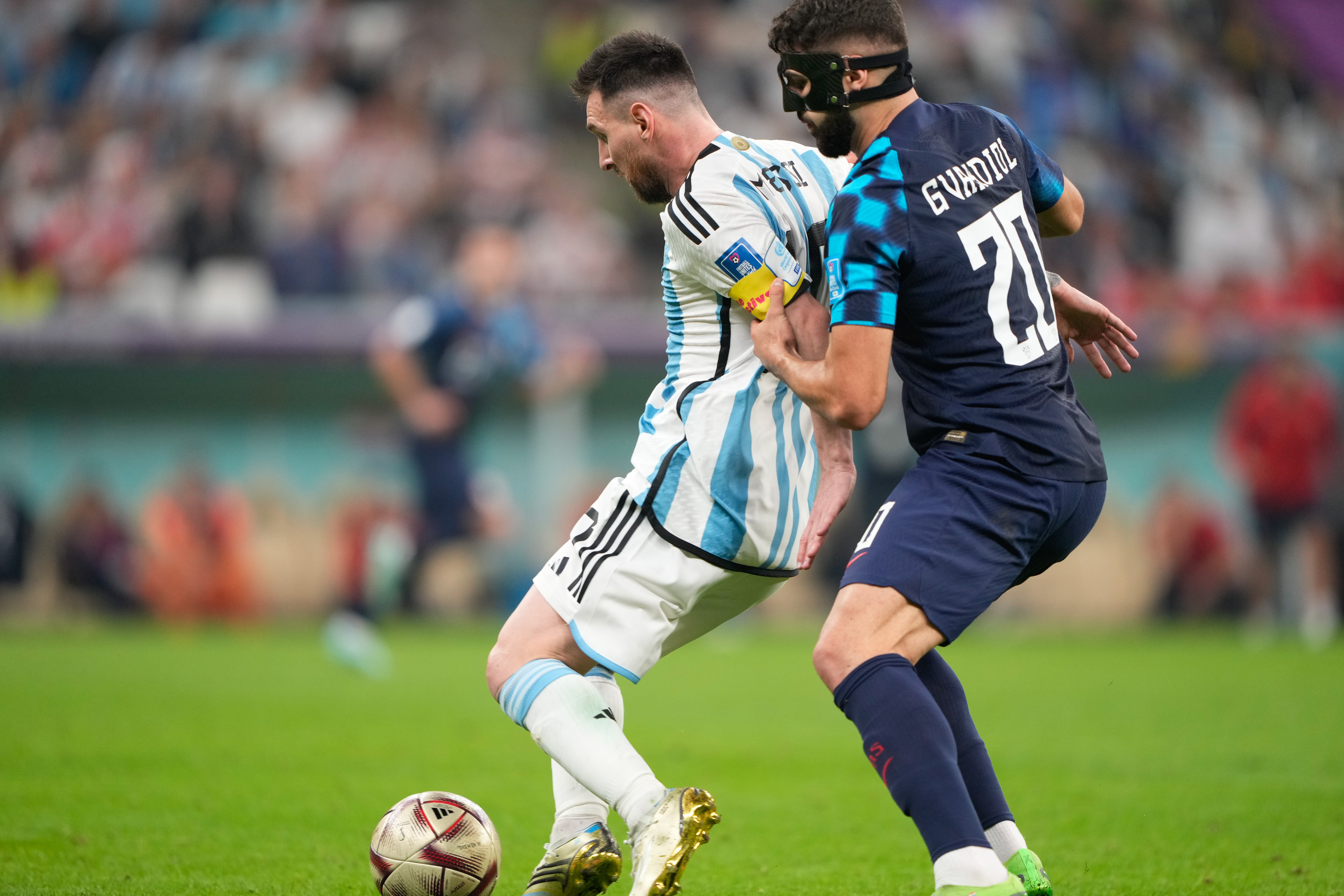 Josko Gvardiol in action with Lionel Messi