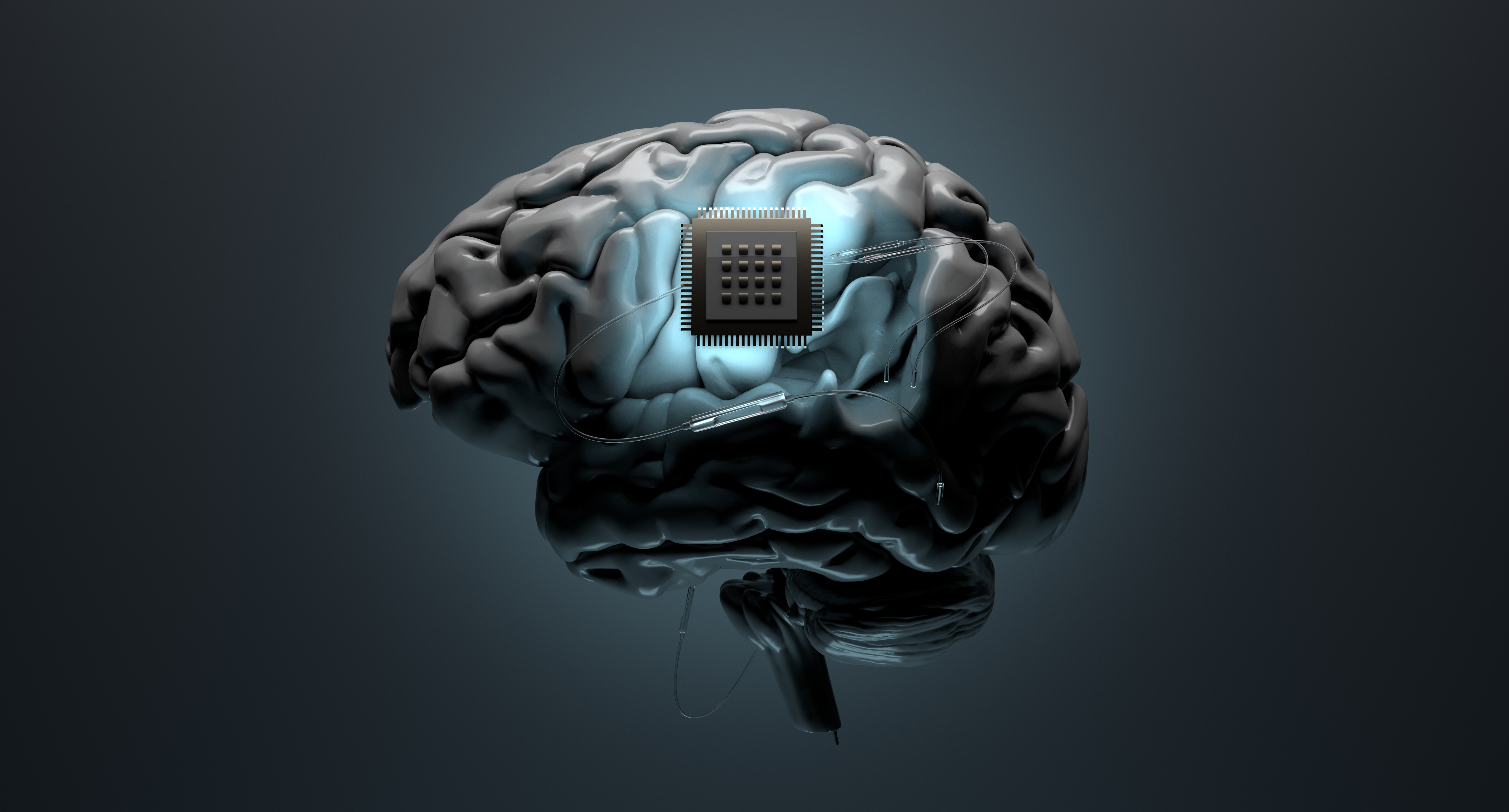 Brain/microchip composite image