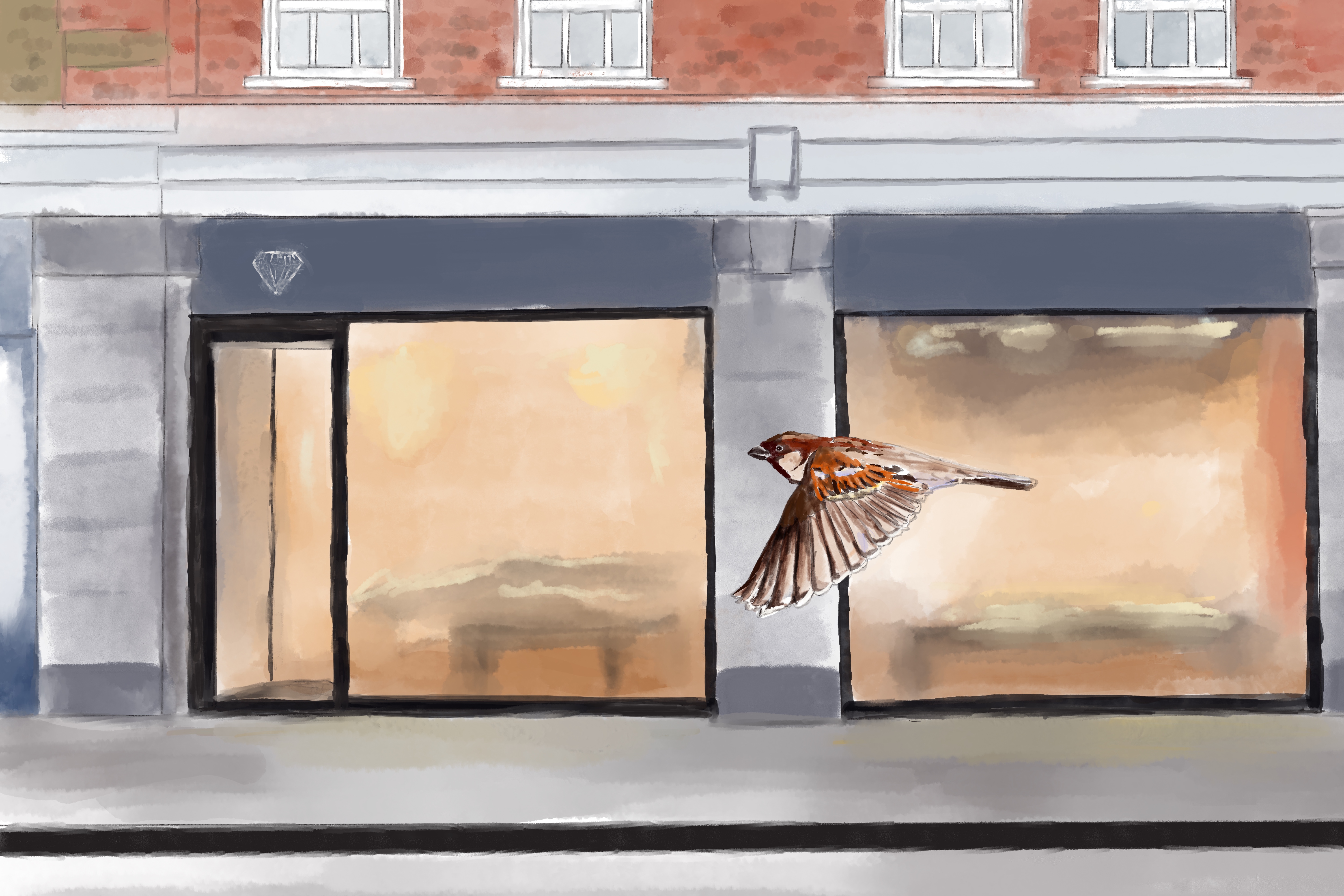 An illustration of a sparrow