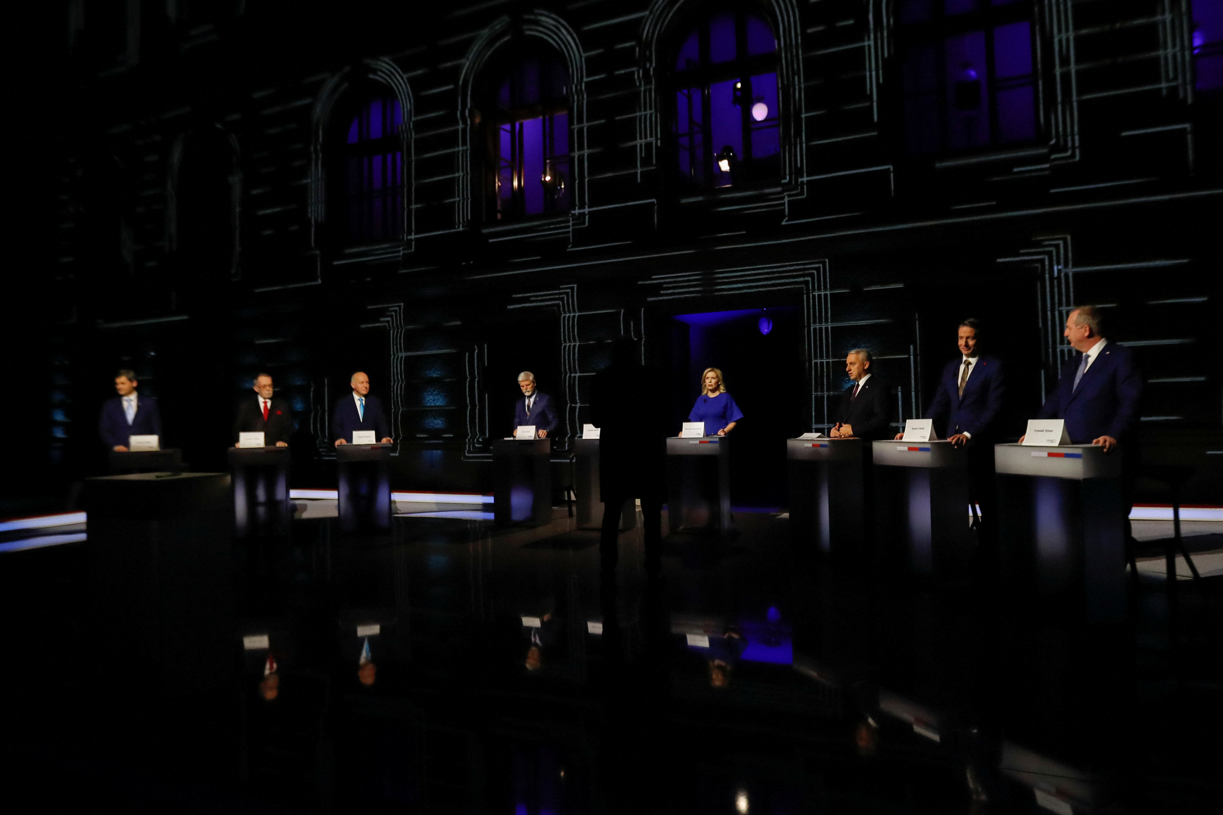 Czech presidential candidates attend a final televised debate
