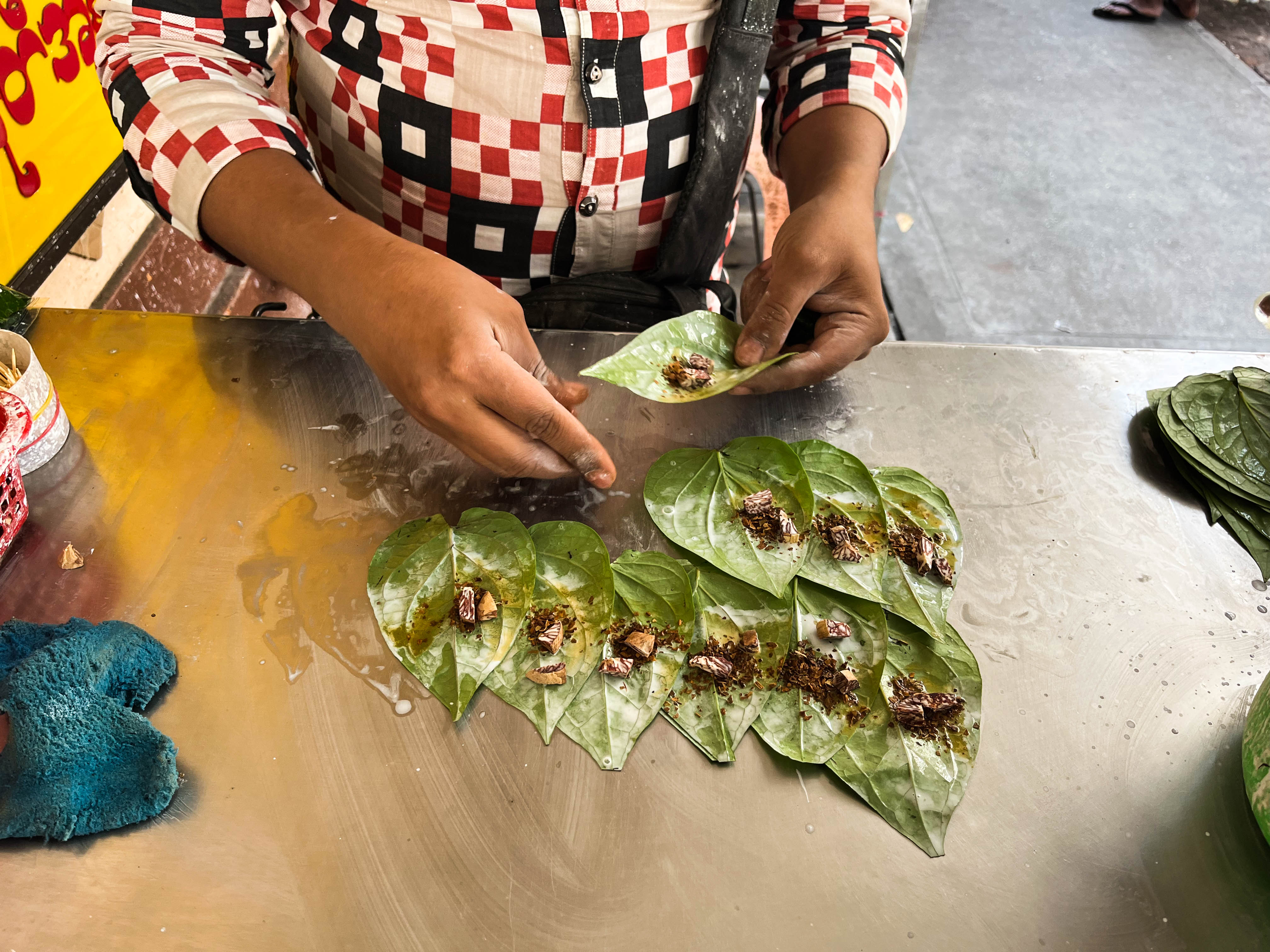 A photo of a betel vendor.