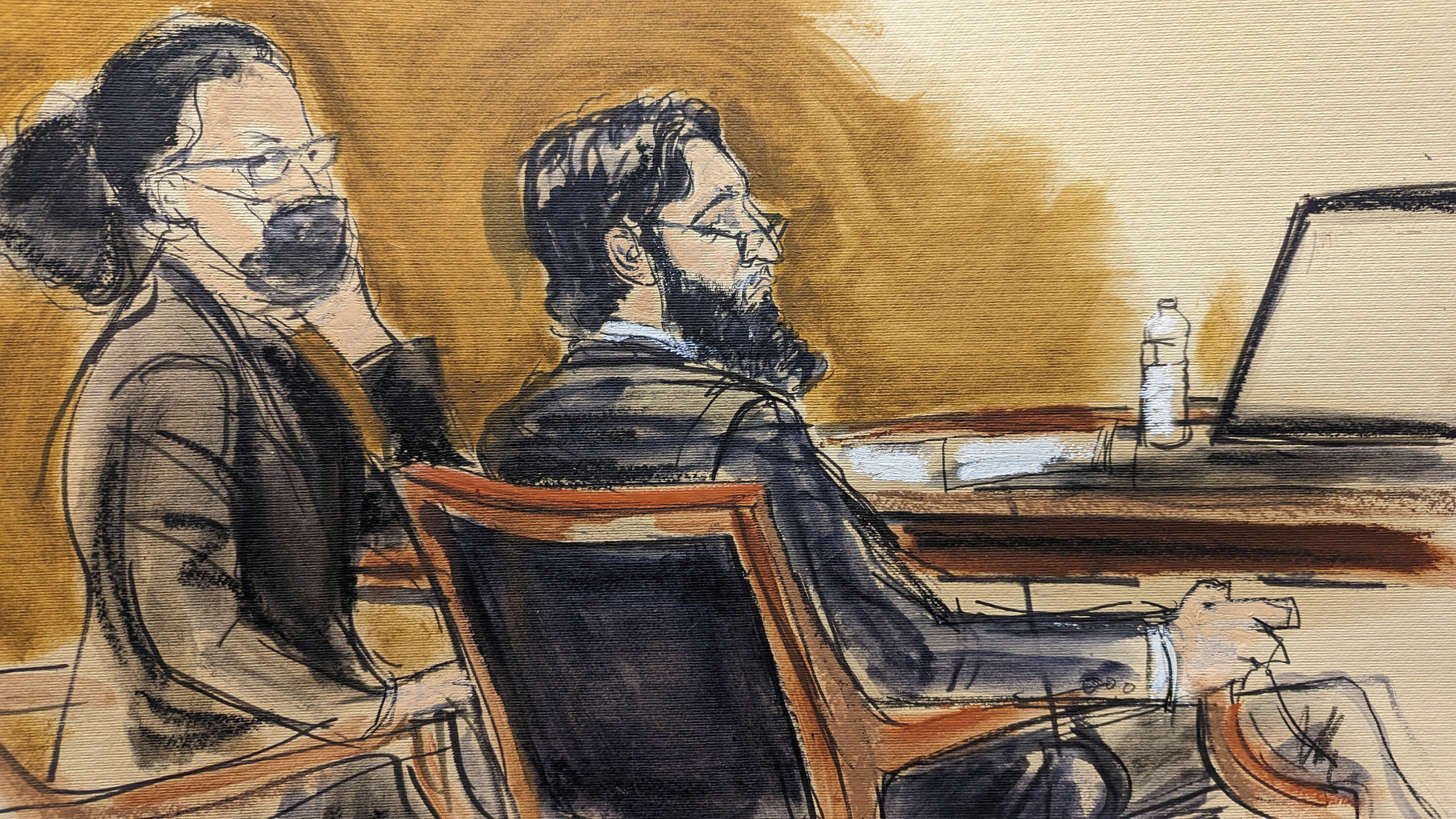 A courtroom sketch of Saipov