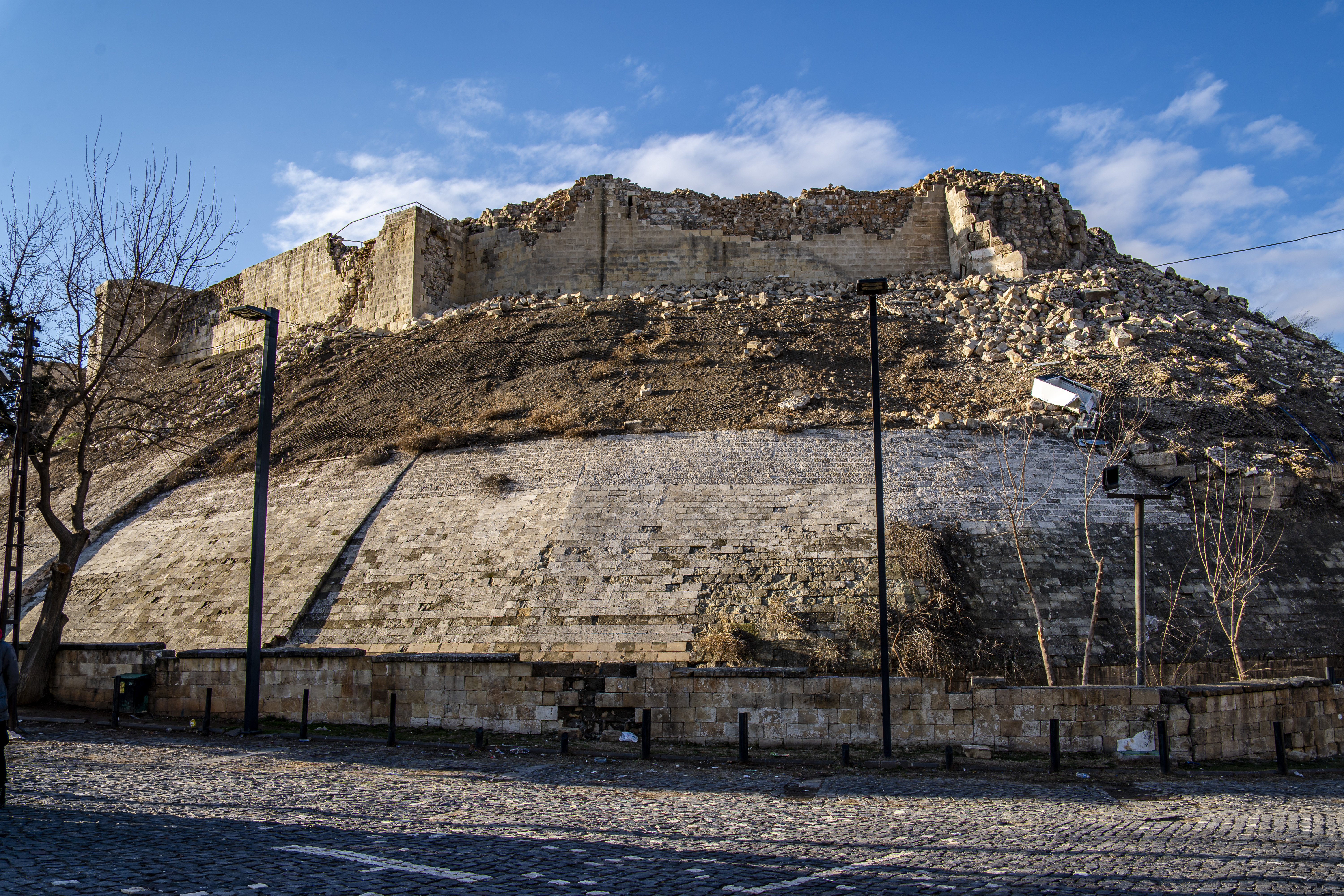 Gaziantep Castle, used by the Romans and Byzantines and the city’s main tourist attraction, heavily damaged by the 7.8 magnitude earthquake