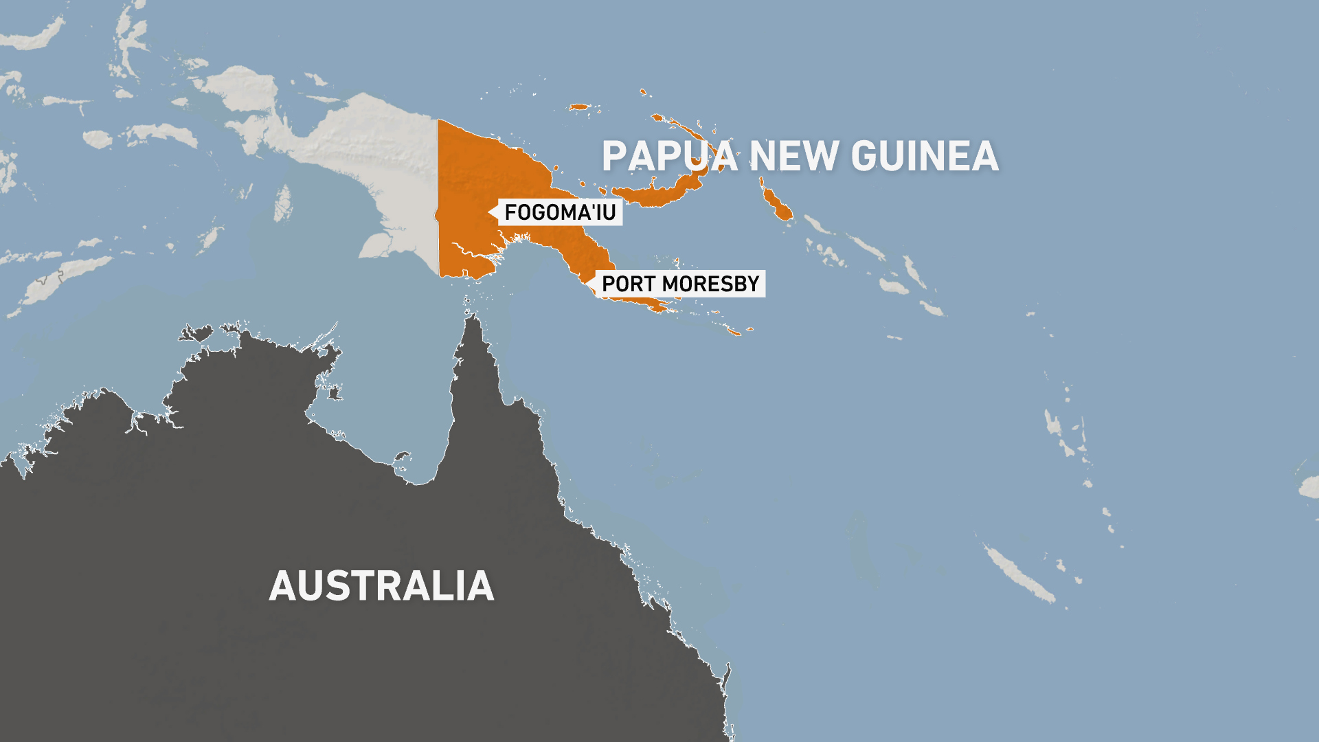 Map of Papua New Guinea showing Fogoma’iu where the group was taken hostage. It's in the country's central highlands
