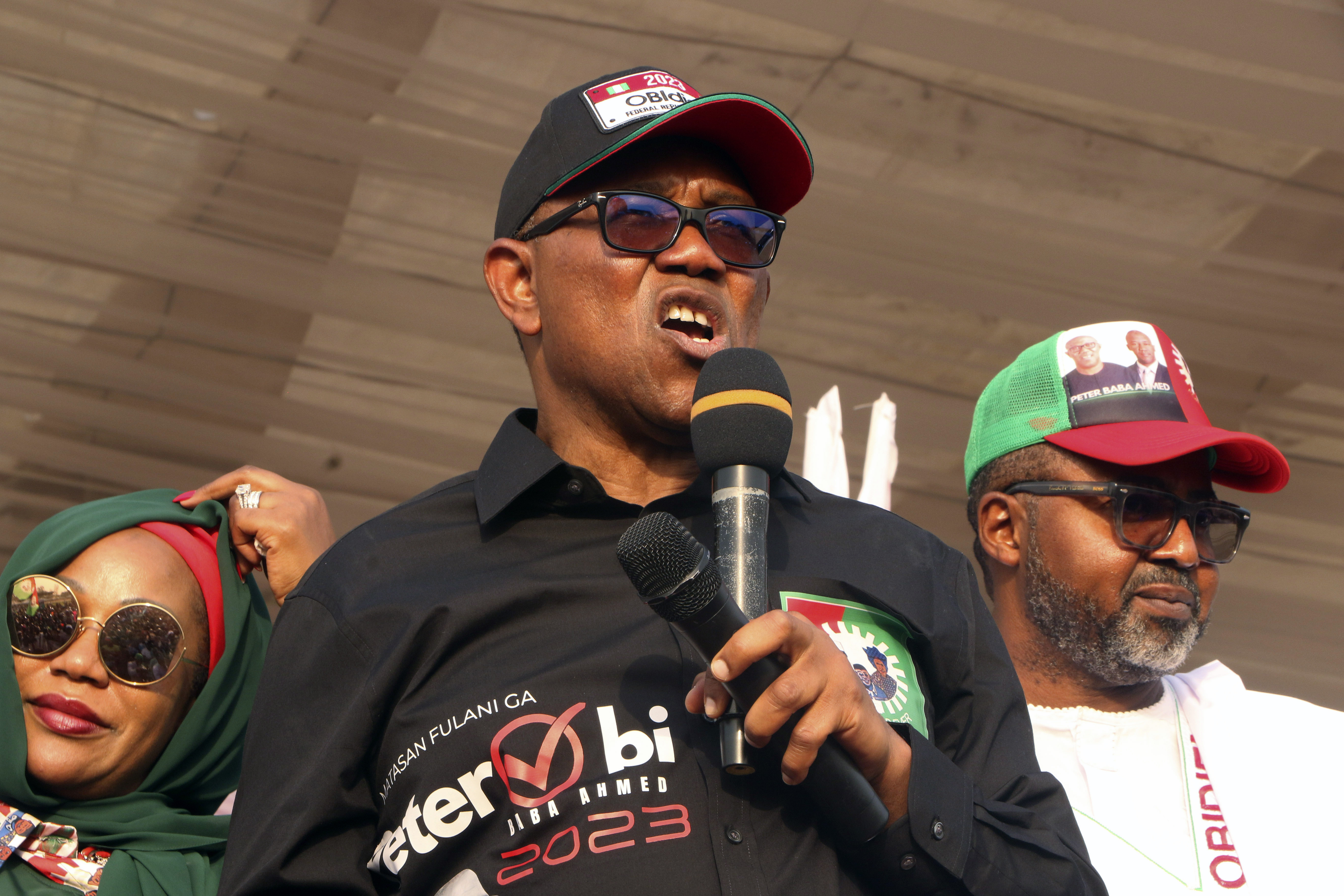 Nigeria's Labour Party's Presidential Candidate Peter Obi, speaks to his supporters during an election campaign rally in Abuja Nigeria Thursday, Feb. 9, 2023. (AP Photo/Emmanuel Osodi)