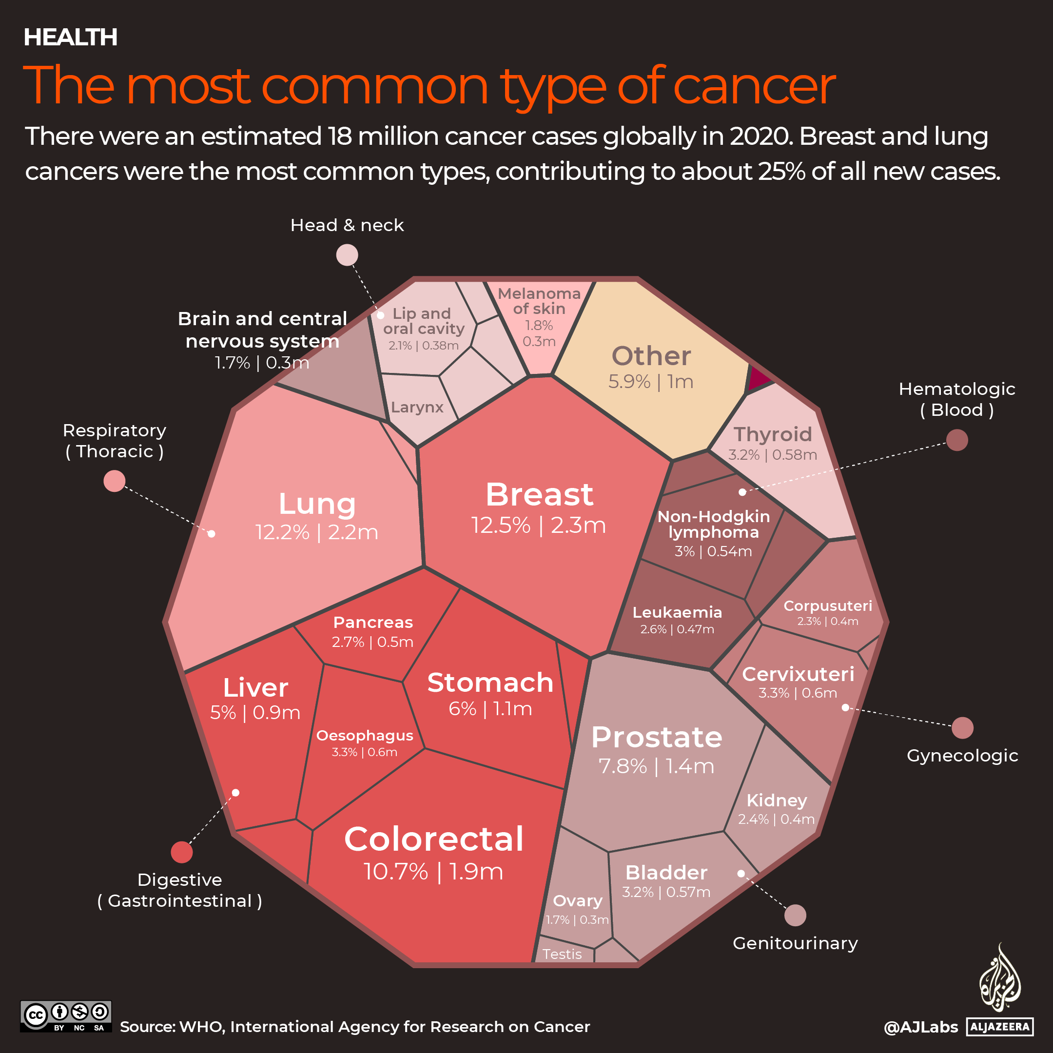 Most common type of cancers