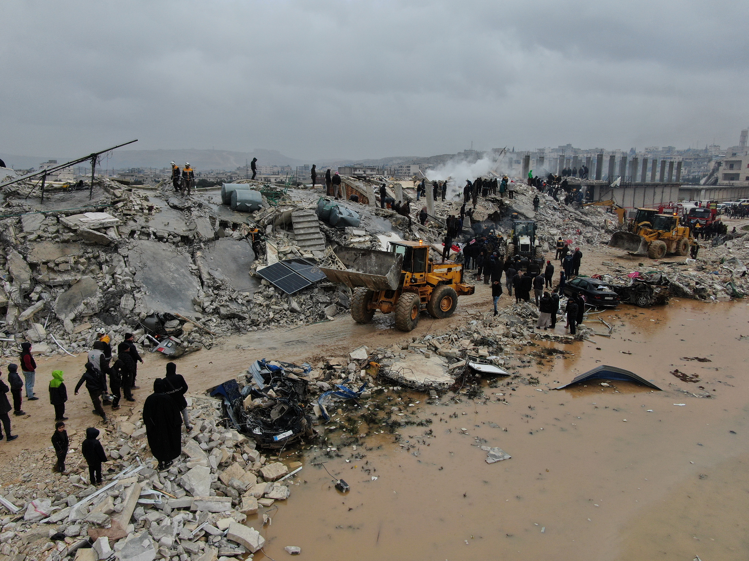 Ruins of buildings in the city of Sarmada, Syria