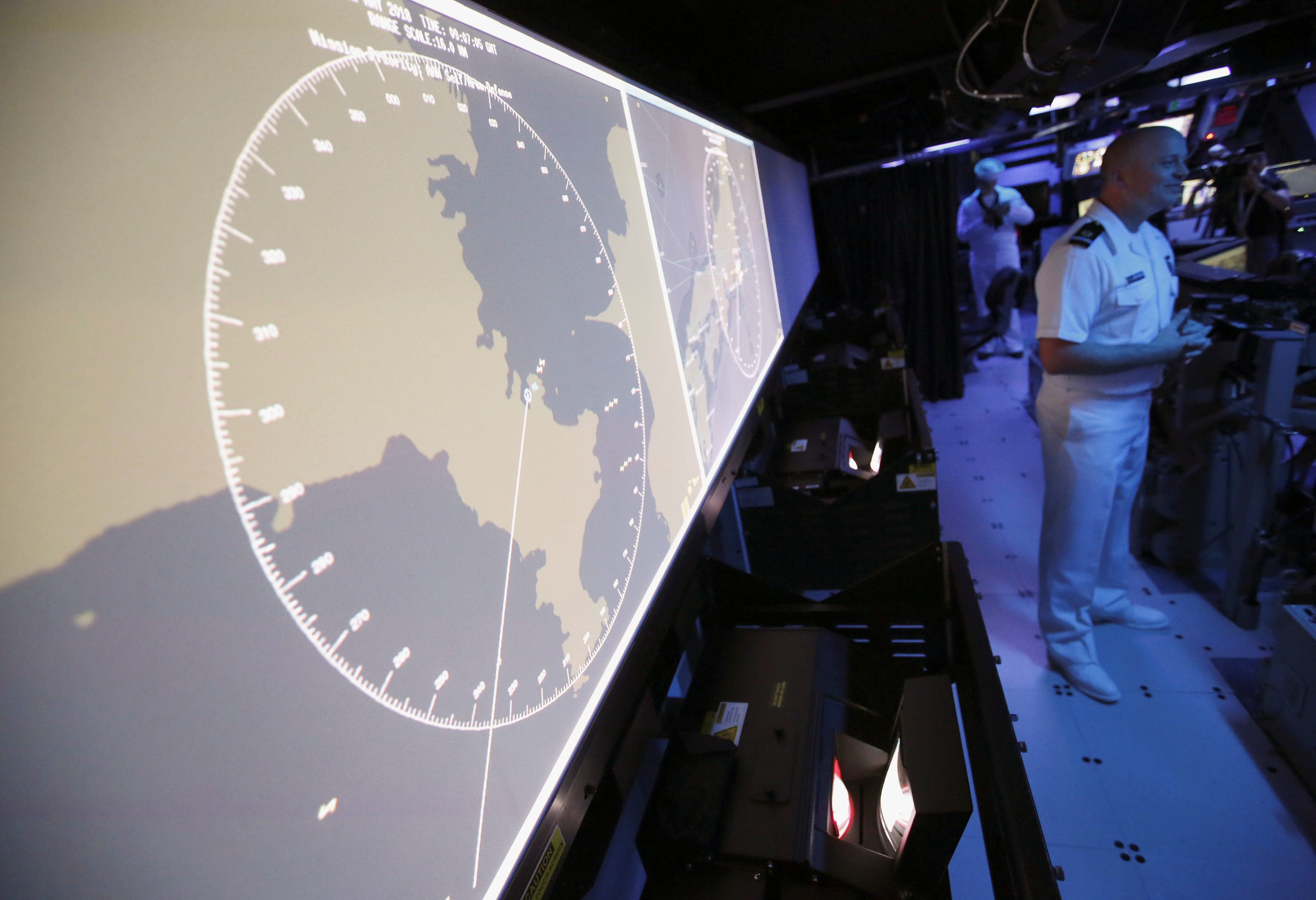 The Combat Information Center (CIC) is seen inside the U.S. guided-missile destroyer USS Milius (DDG69) at the U.S. naval base in Yokosuka, south of Tokyo, Japan May 22, 2018. REUTERS/Issei Kato