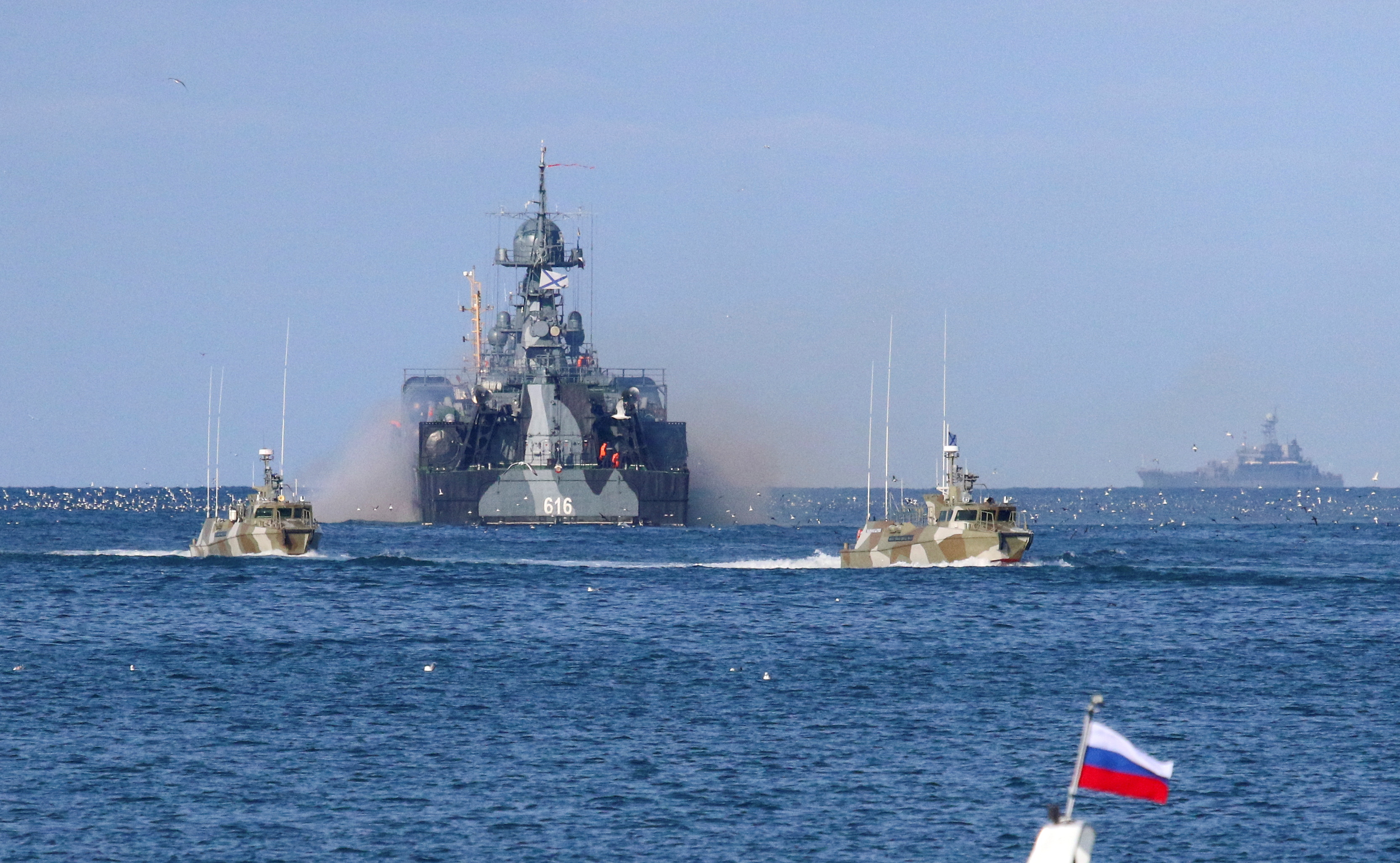 A view shows the Russian Navy's vessels near the Black Sea port of Sevastopol,