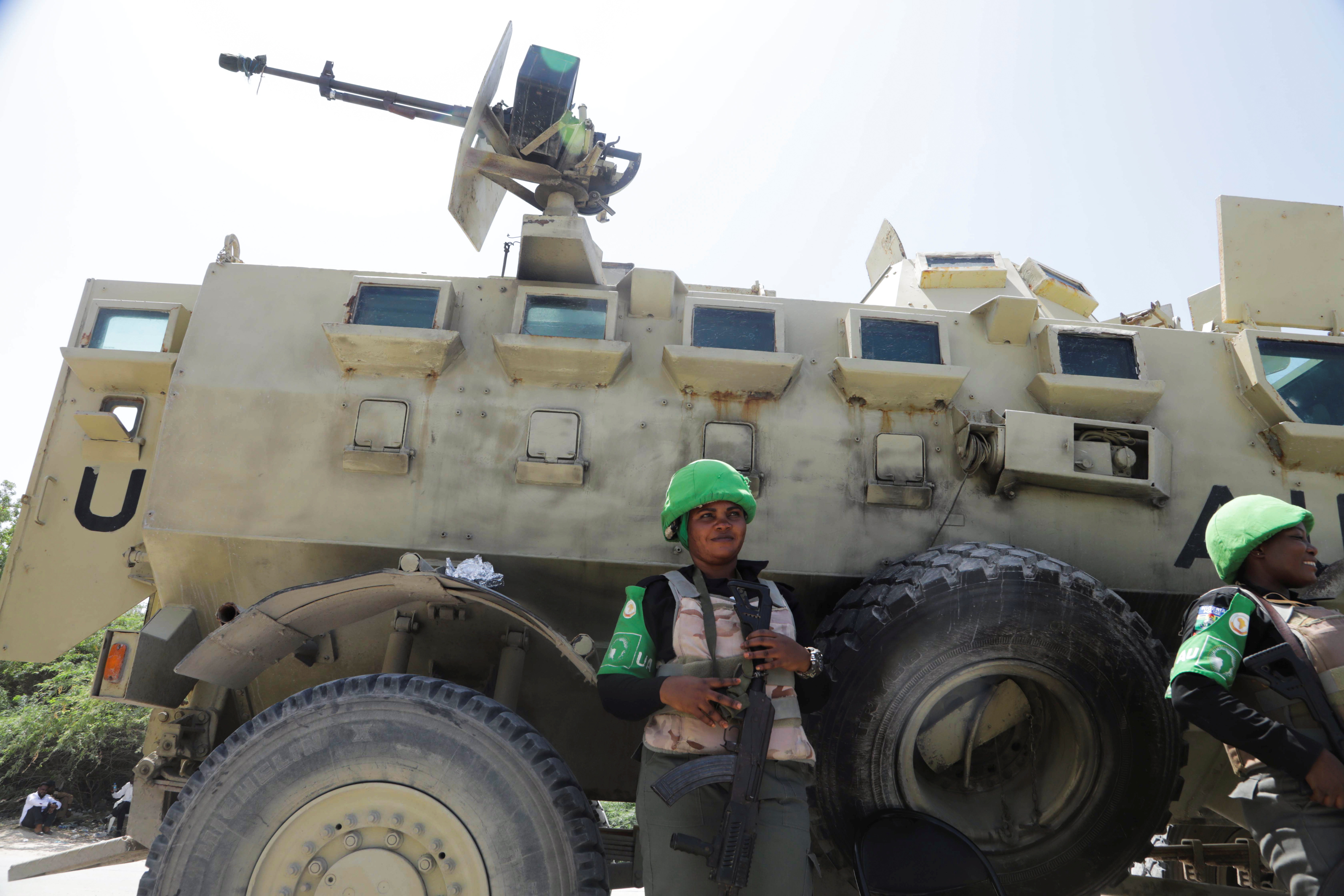 African union peacekeepers provide security during the Somali presidential elections, in Mogadishu, Somalia. May 15, 2022. REUTERS/Feisal Omar
