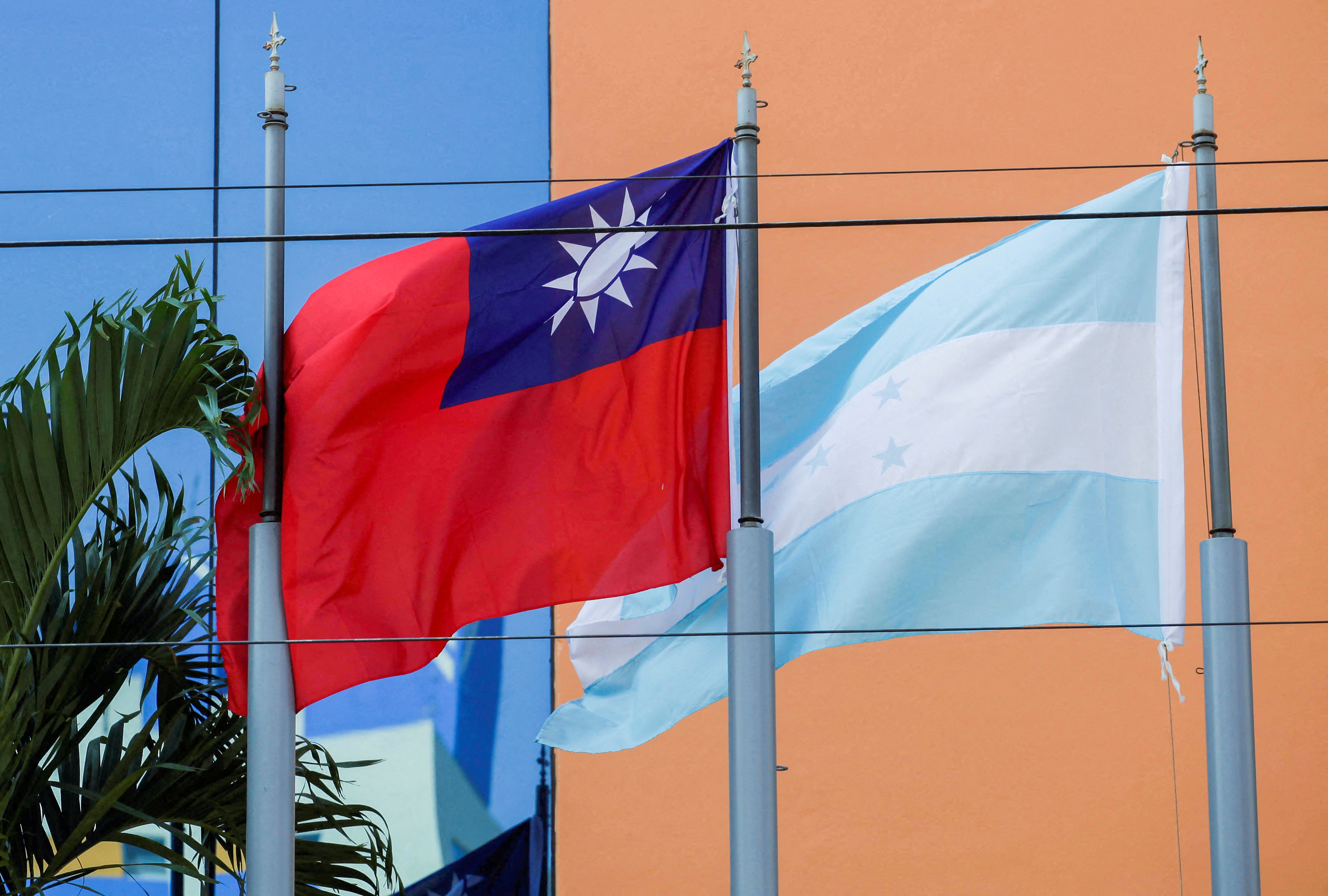 The flags of Honduras and Taiwan
