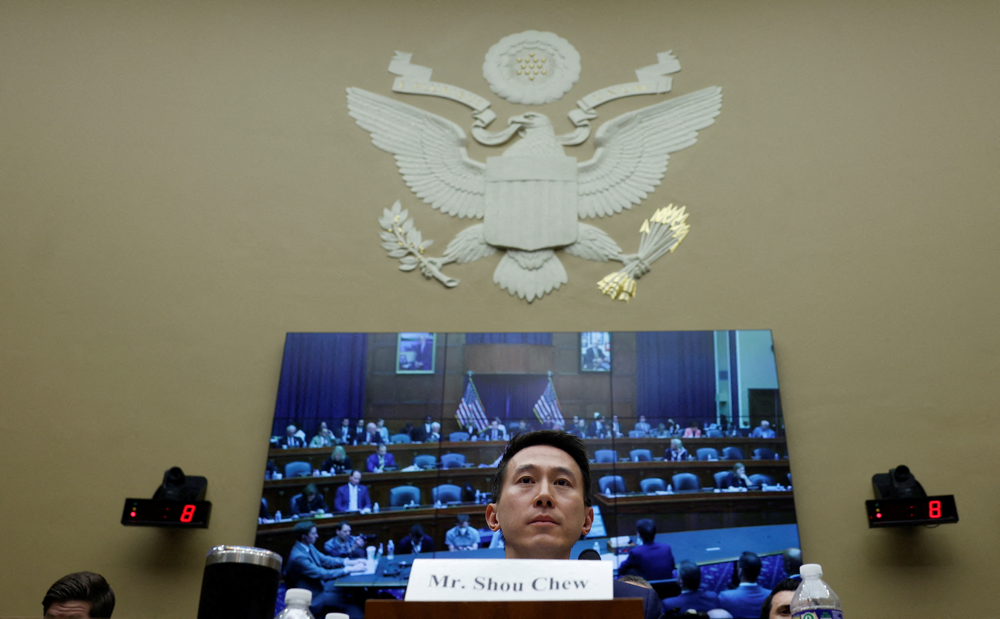 TikTok Chief Executive Shou Zi Chew testifies before a House Energy and Commerce Committee hearing entitled "TikTok: How Congress can Safeguard American Data Privacy and Protect Children from Online Harms," as lawmakers scrutinize the Chinese-owned video-sharing app, on Capitol Hill in Washington, U.S., March 23, 2023