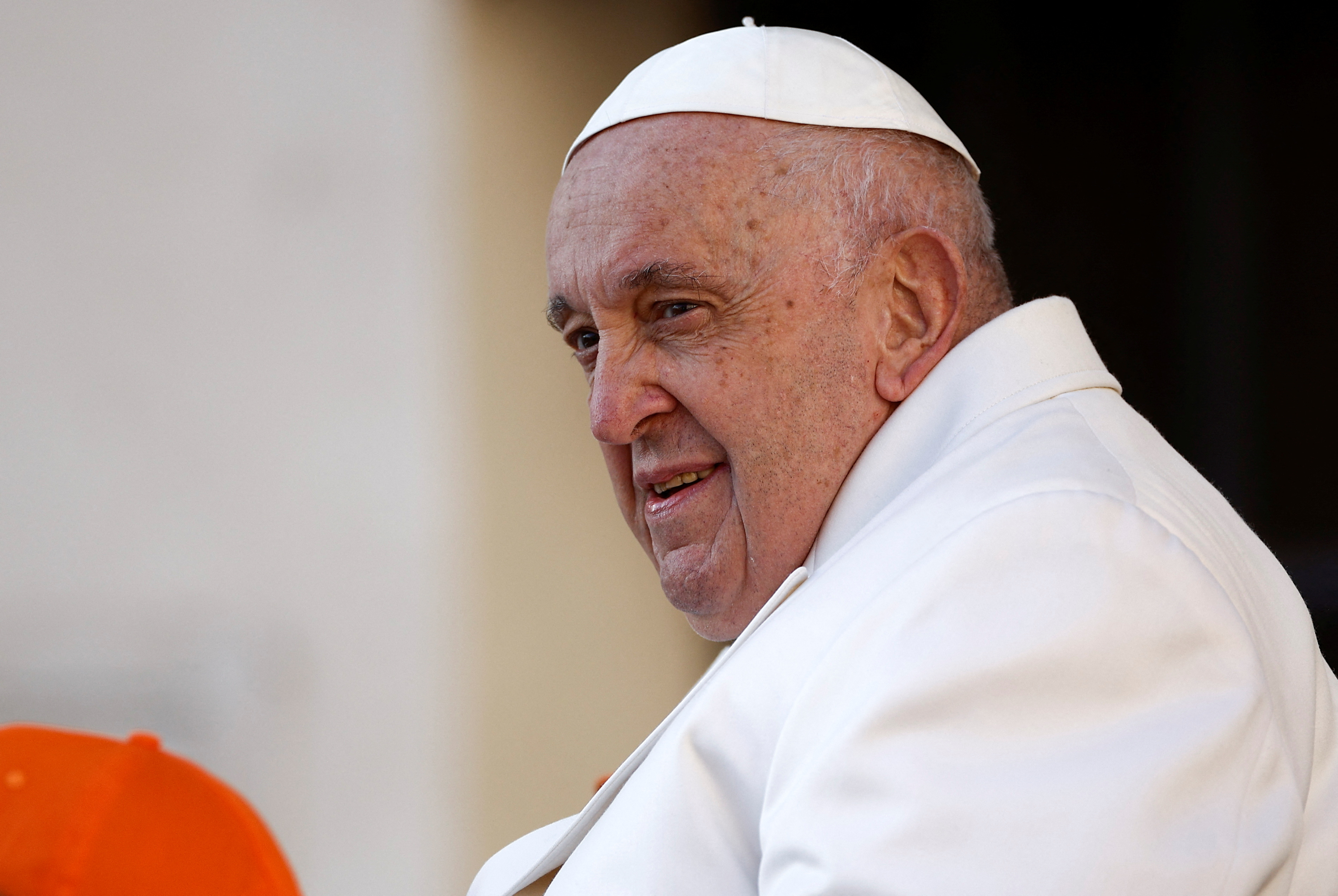 Pope Francis arrives for the weekly general audience in St. Peter's Square at the Vatican.