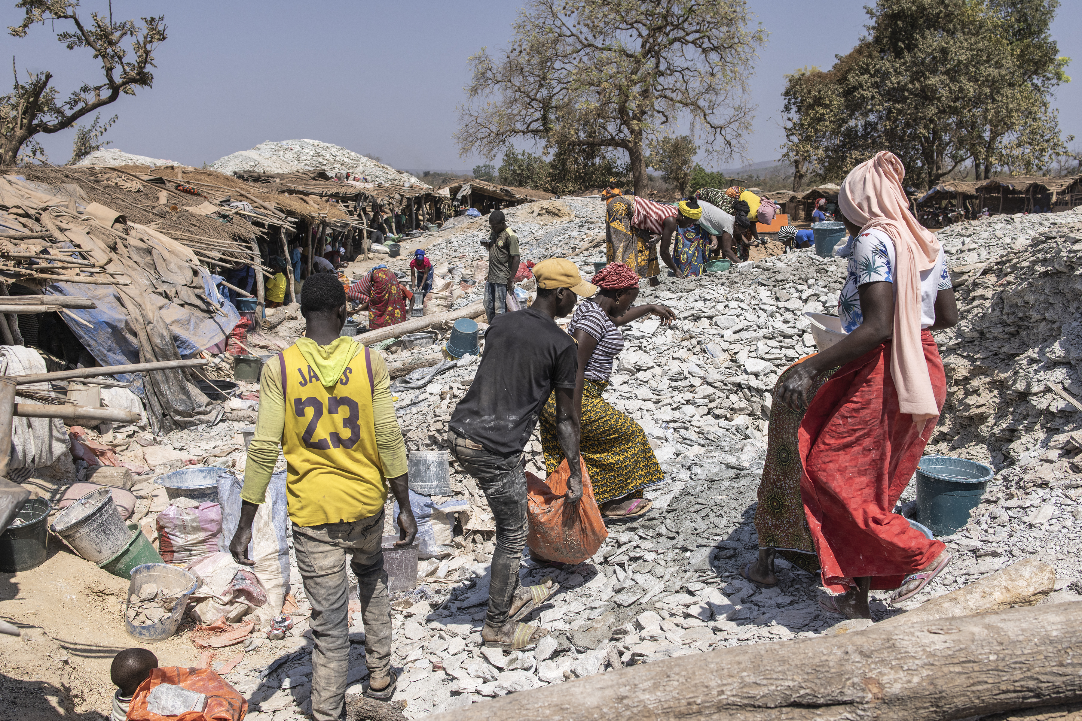 Artisanal gold miners search for gold at the Bantakokouta gold mine