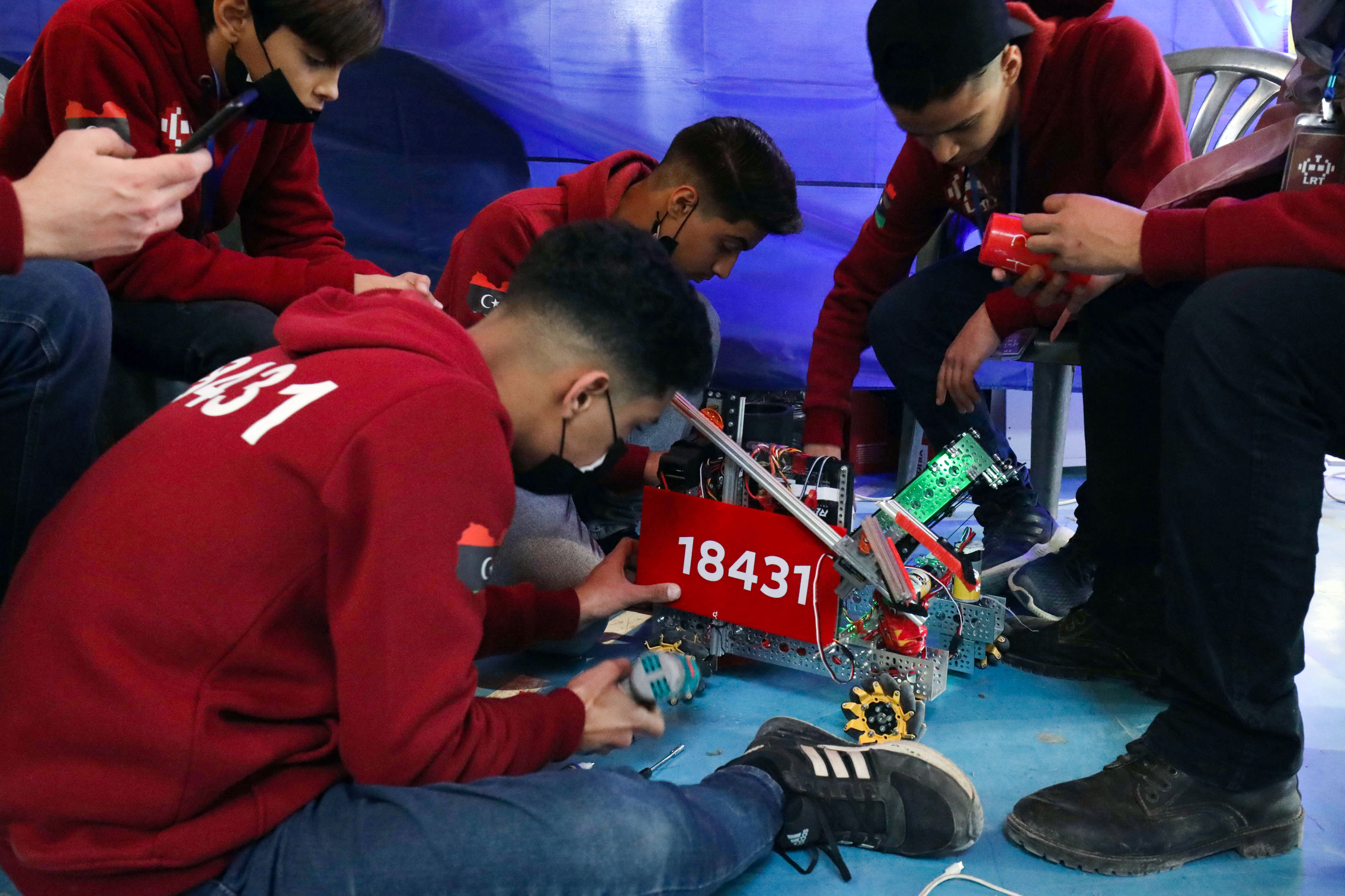 Libyan youths take part in the yearly First Tech Challenge, a country-wide robotics competition