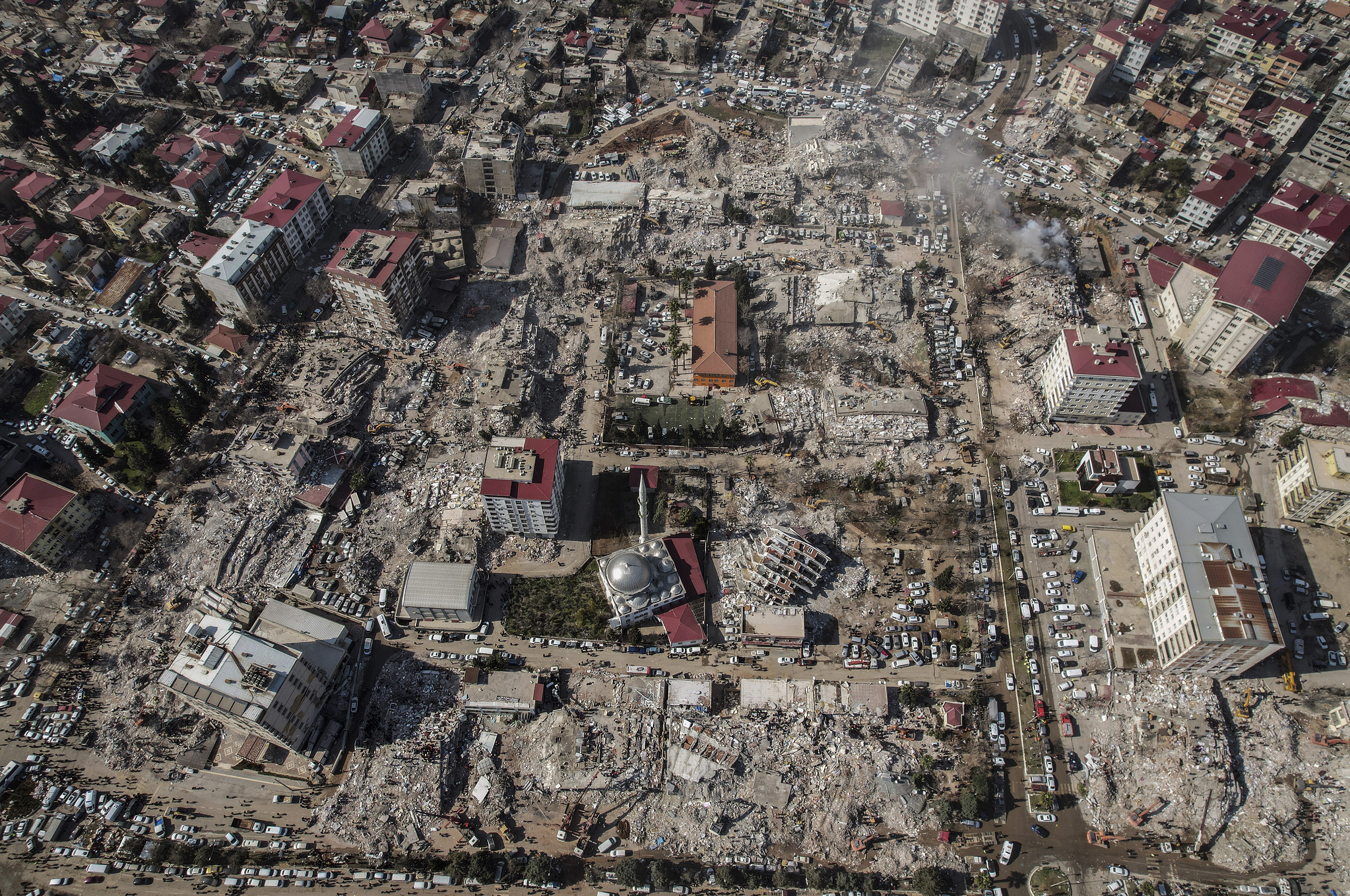 Aerial photo showing the destruction in Kahramanmaras city center