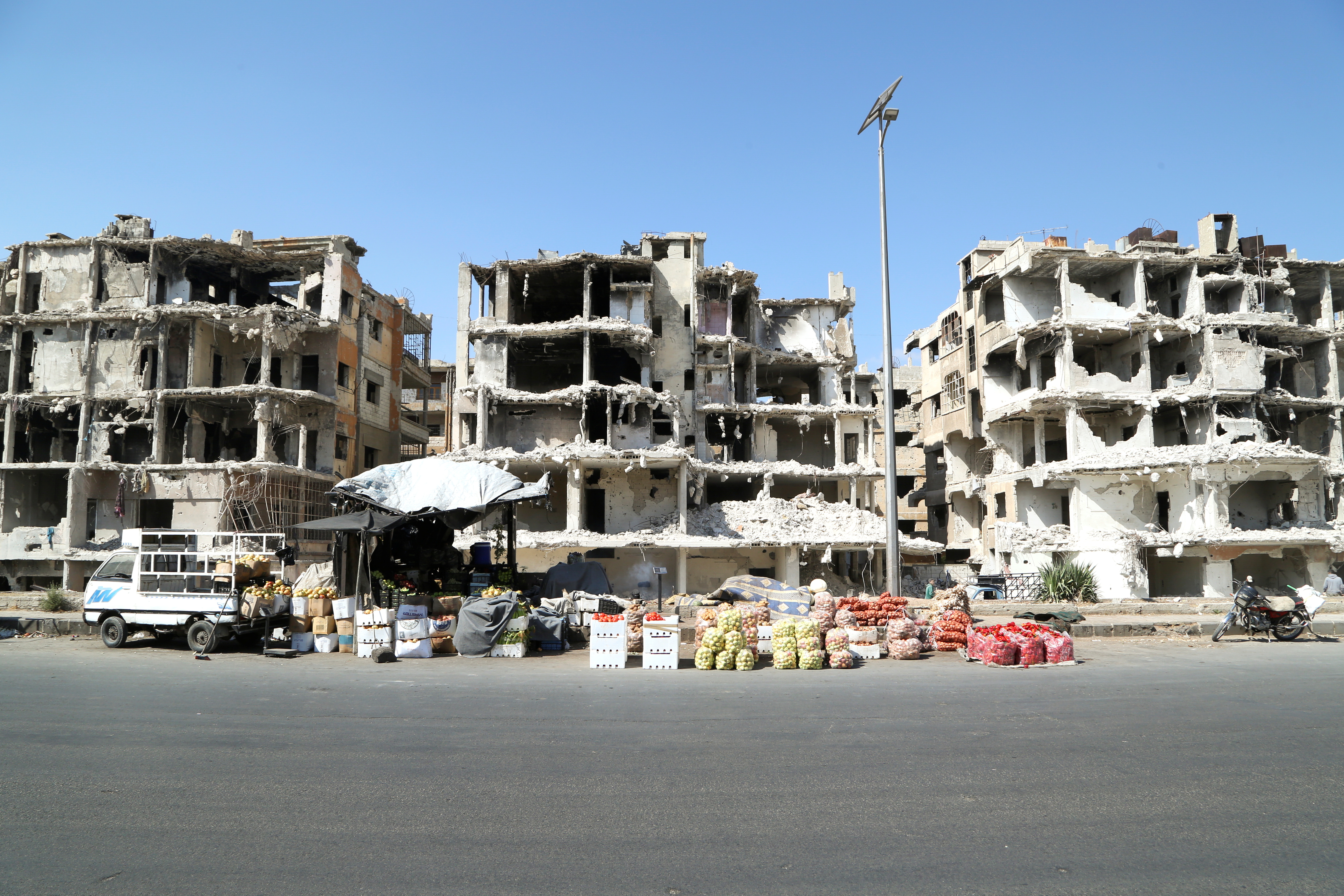 Damaged buildings in Homes, Syria