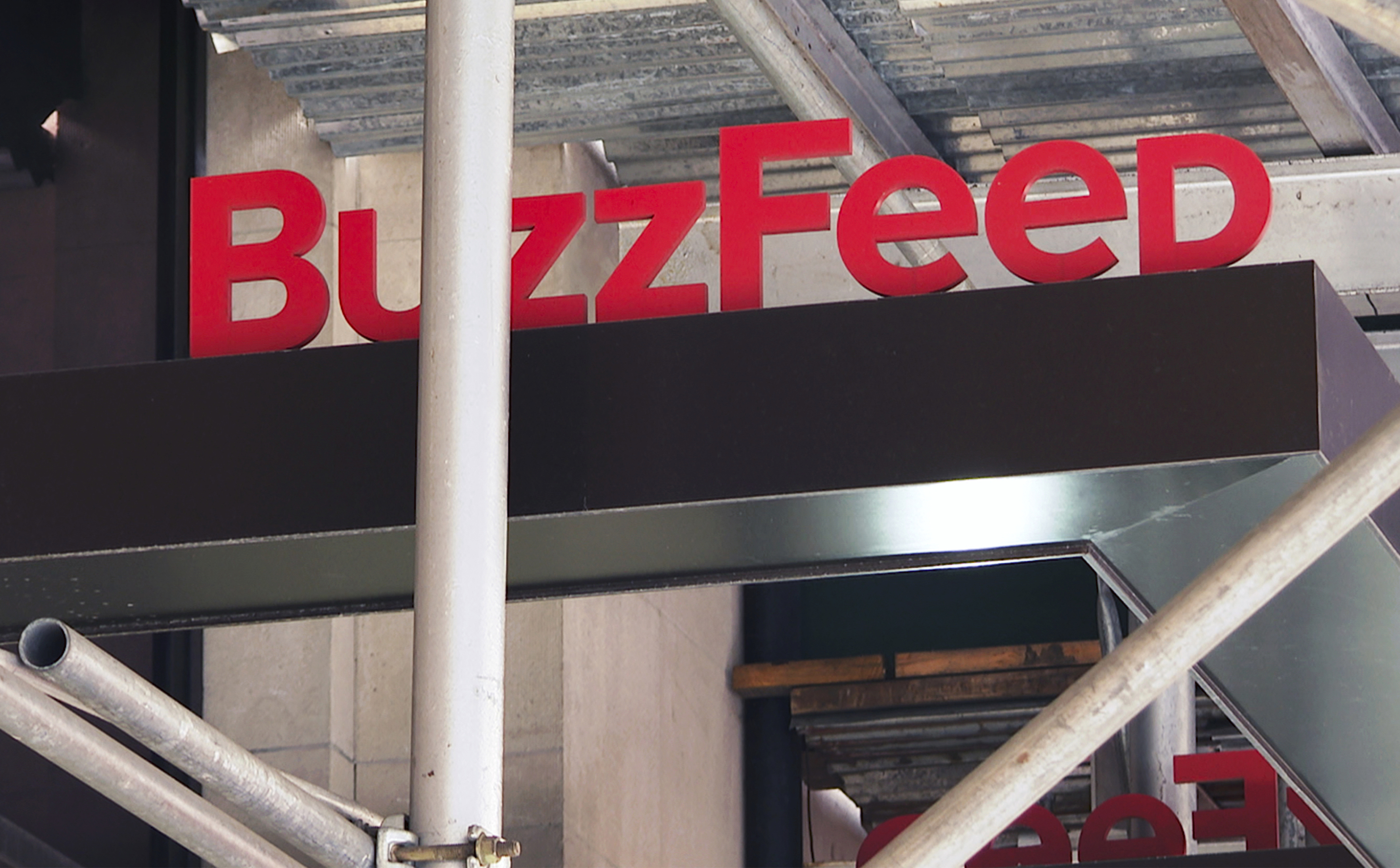 The entrance to BuzzFeed in New York, US