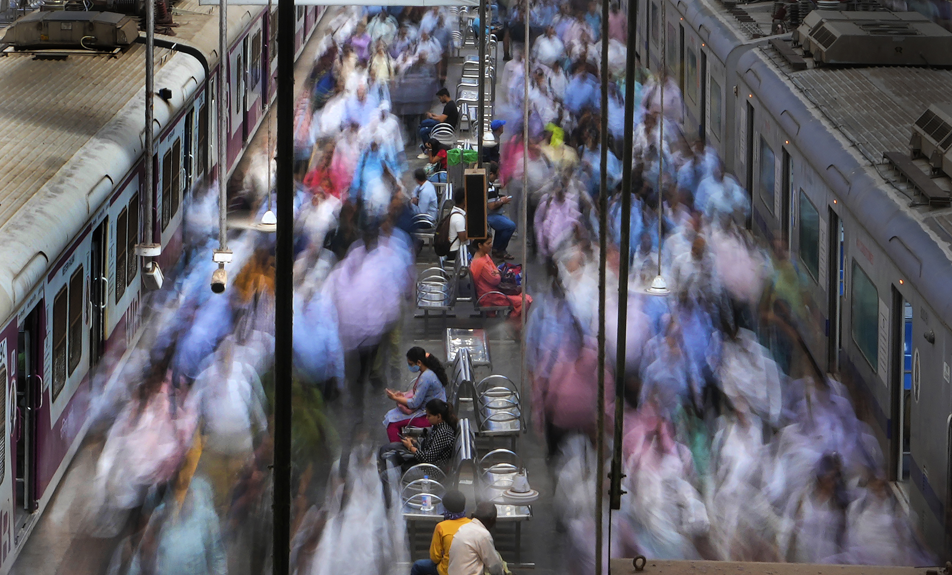 A general view of churchgate station during peak hours in Mumbai,