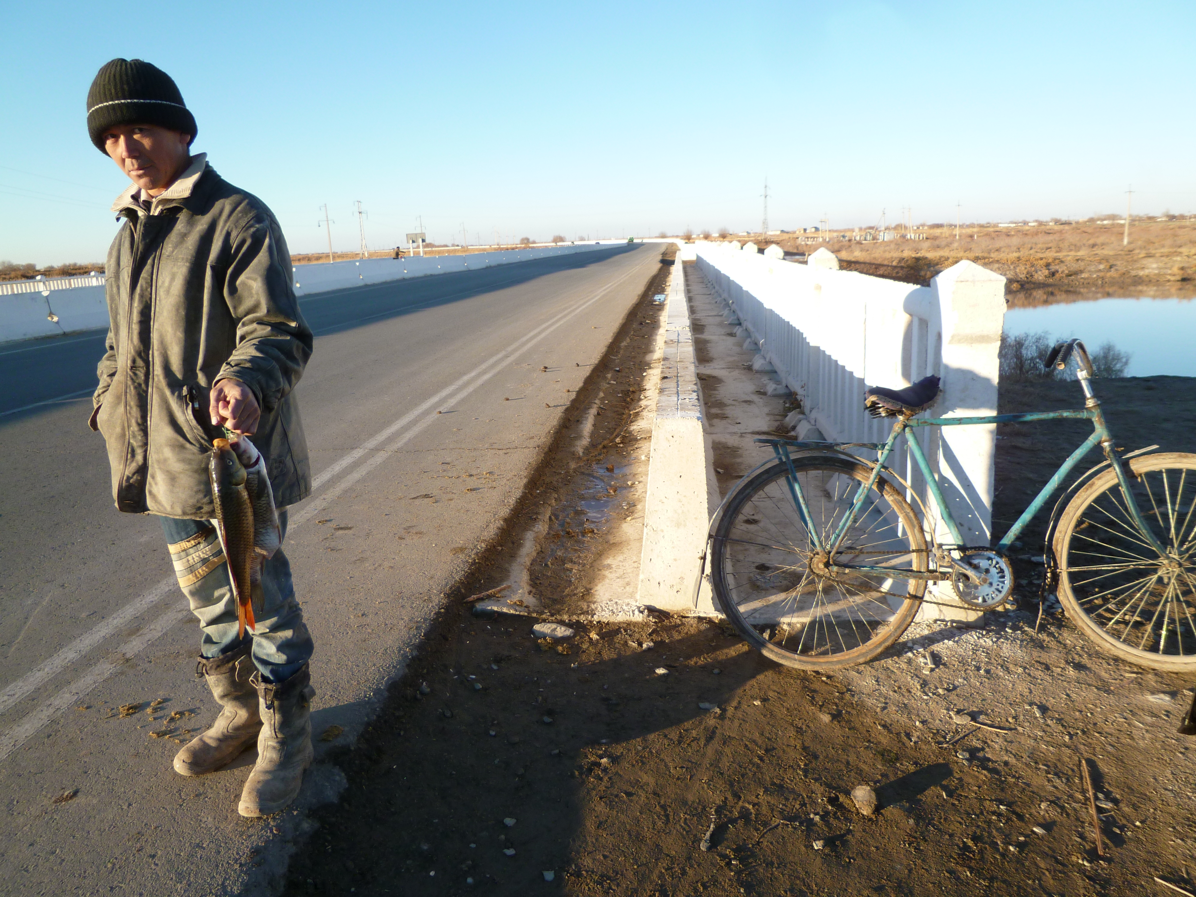 A man selling fish in the Aral Sea Area in western Uzbekistan, the site of an unprecedented environmental disaster.