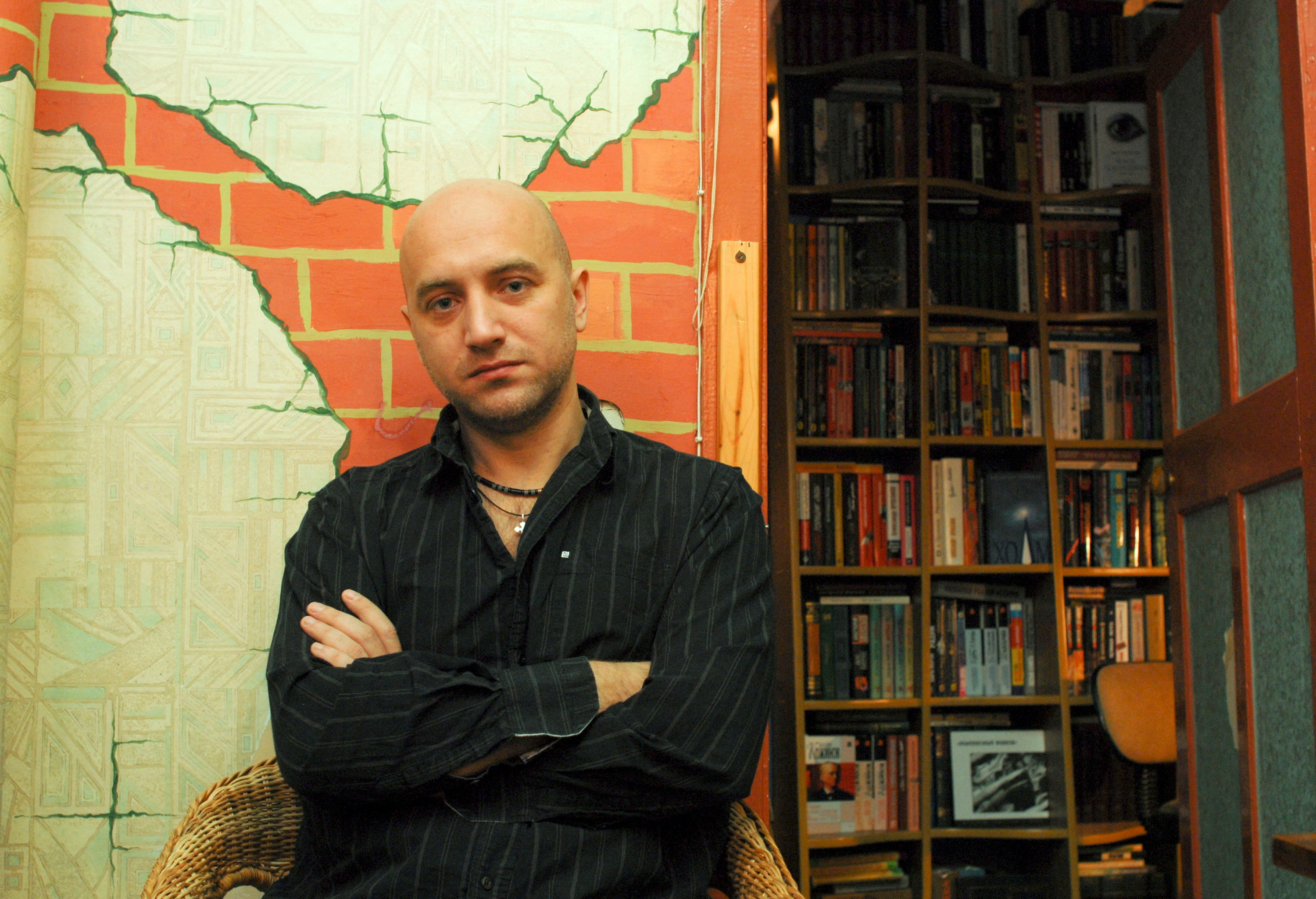 Russian writer Zakhar Prilepin poses for a picture in his flat in Nizhny Novgorod, Russia, December 6, 2008.